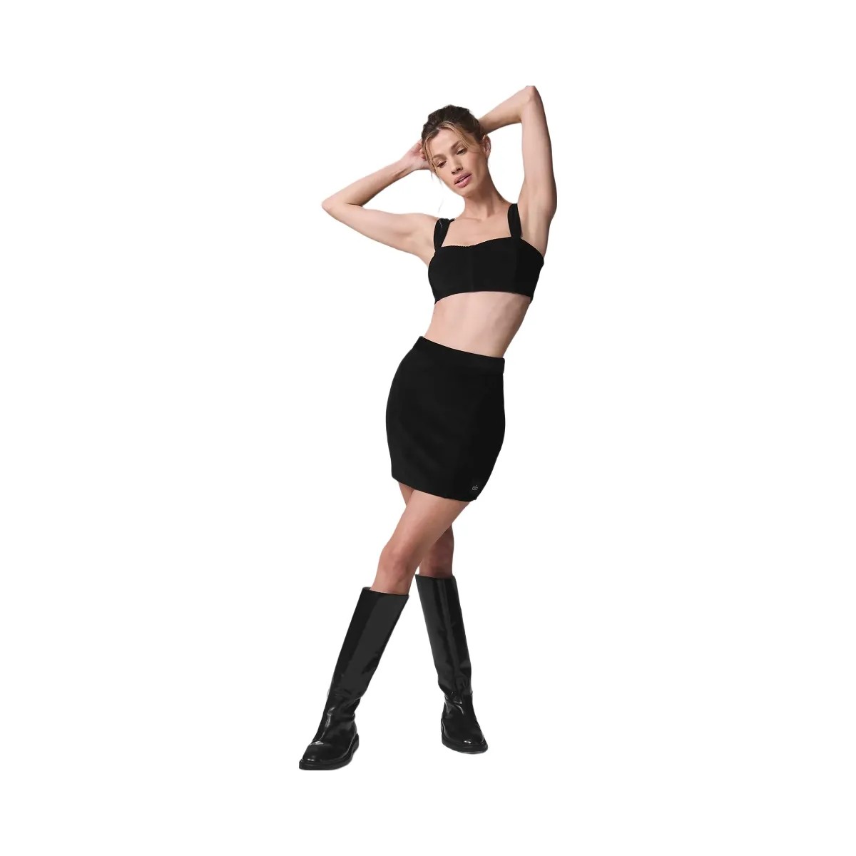 Alo Women's Micro Corduroy Winter Break Mini Skirt - Black - HypeFly India View 1