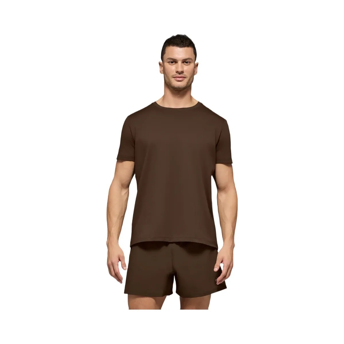 Alo Men's Conquer Reform Crewneck Short Sleeve - Espresso - HypeFly India View 1