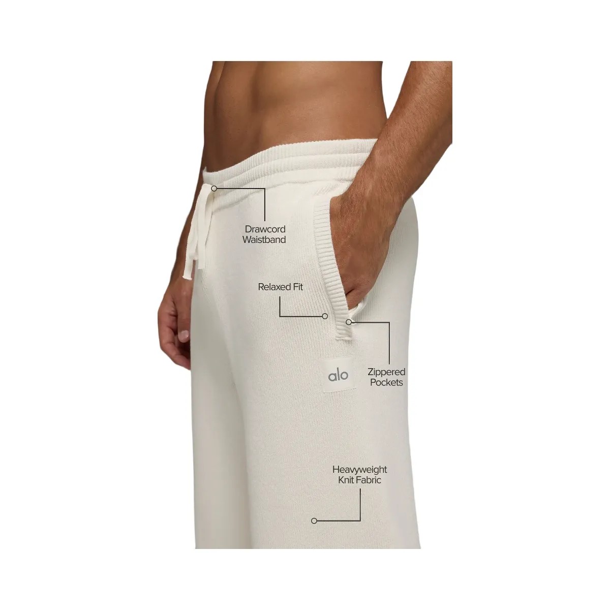 Alo Men's Scholar Straight Leg Sweatpant - Ivory - HypeFly India View 2