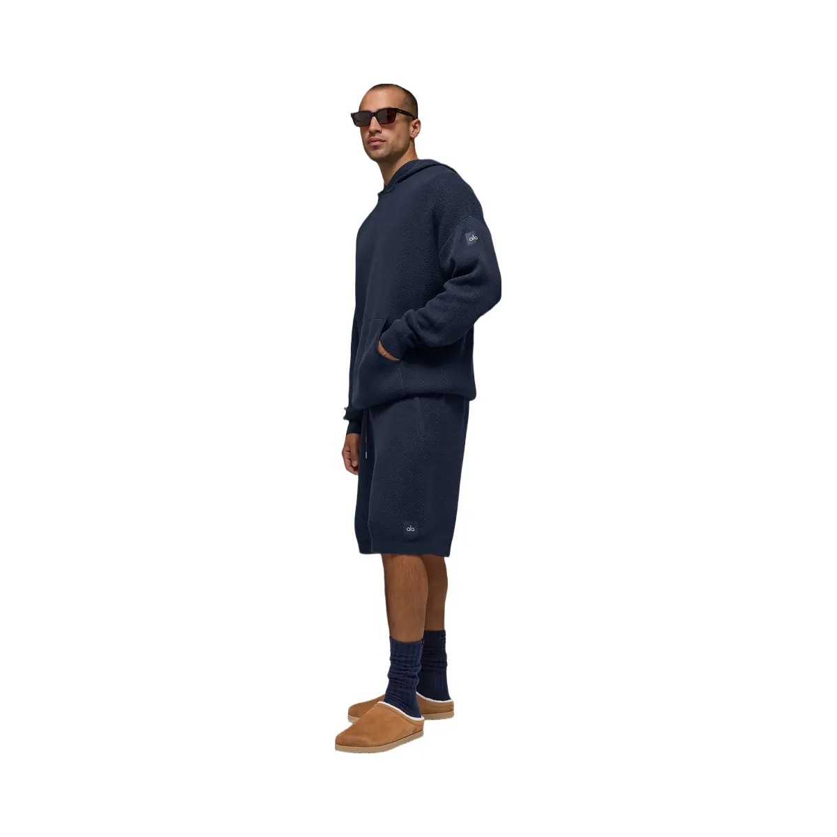 Alo Men's 7" Sports Club Sweater Knit Short - Navy - HypeFly India View 4