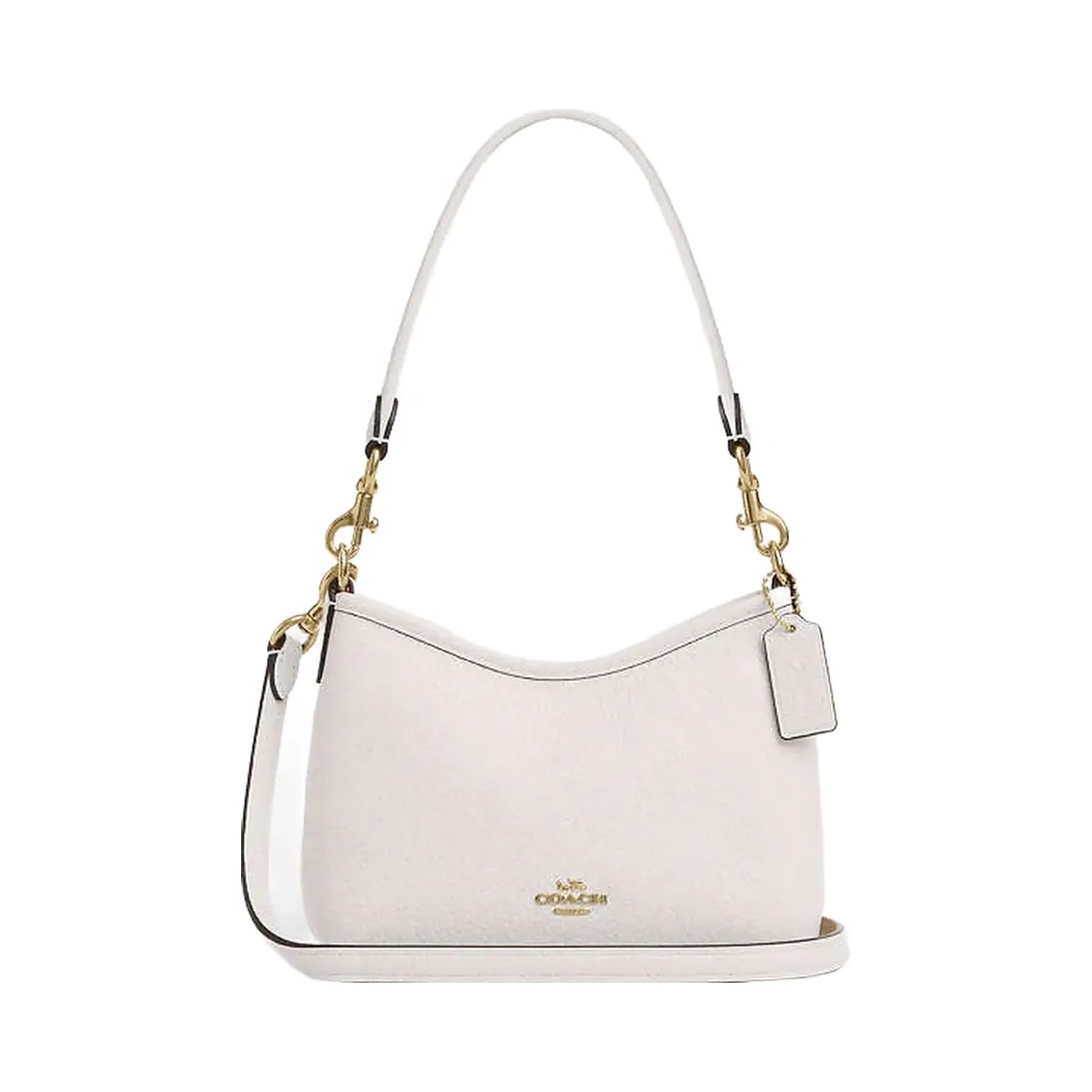Coach Laurel Small Shoulder Bag Pebbled Leather-Gold-Chalk - HypeFly India View 1
