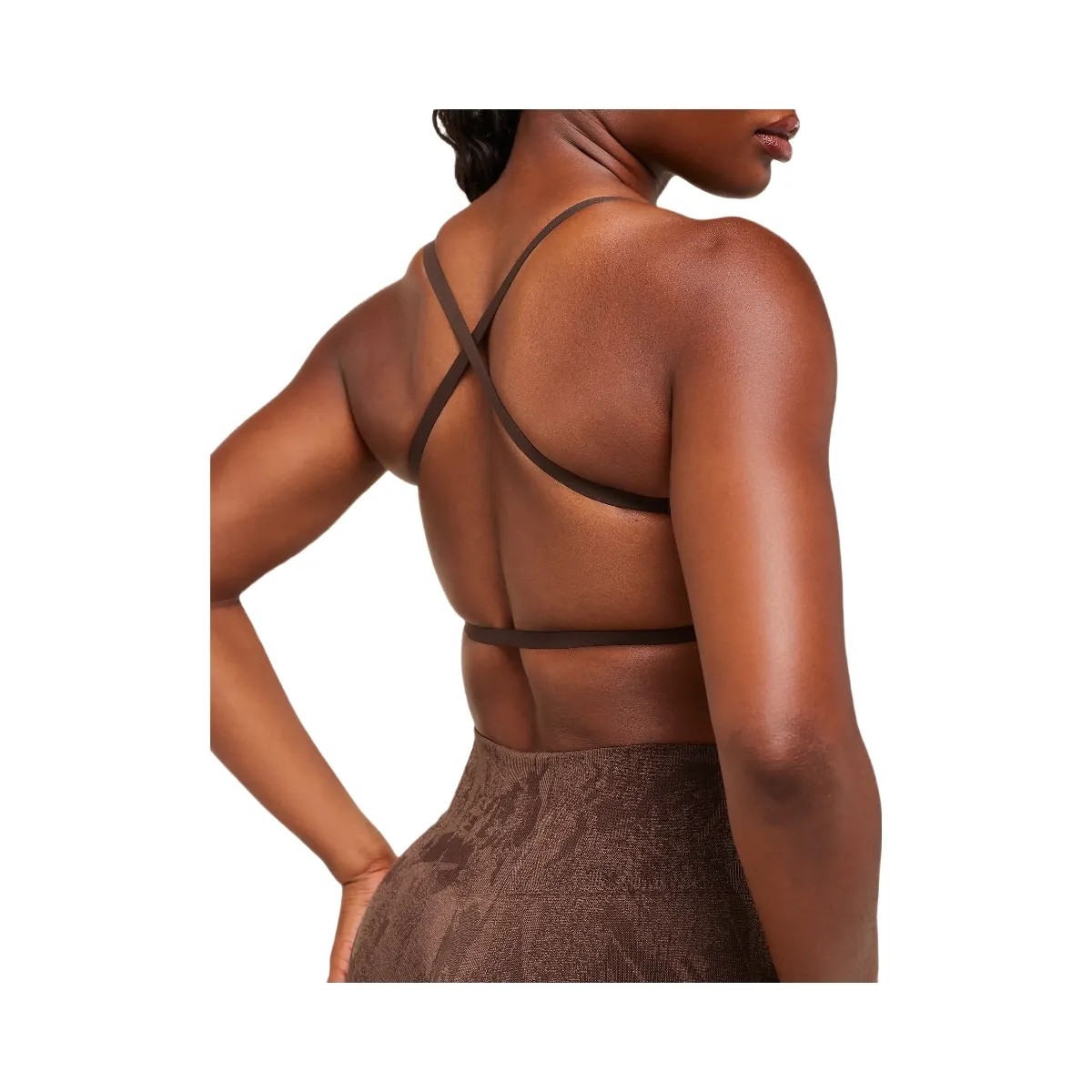 Gymshark Adapt Camo Cross Back Sports Bra - Archive Brown/Soft Brown - HypeFly India View 6