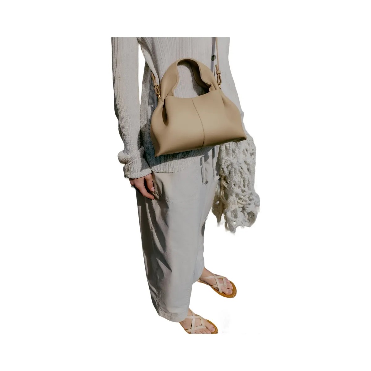 Polene Numero Neuf Mini Textured Sand - HypeFly India View 3