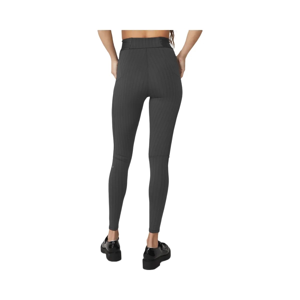 Alo Women's Pinstripe Jacquard Extreme High-Waist Legging - Anthracite/Black - HypeFly India View 2
