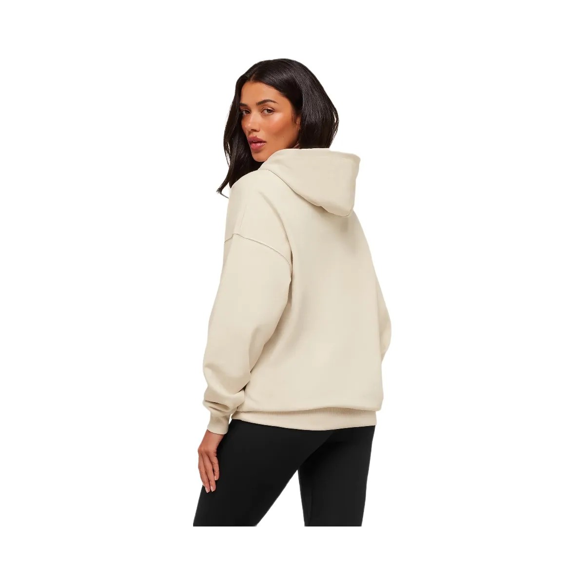 Gymshark Embossed Graphic Oversized Hoodie - Oat White - HypeFly India View 2