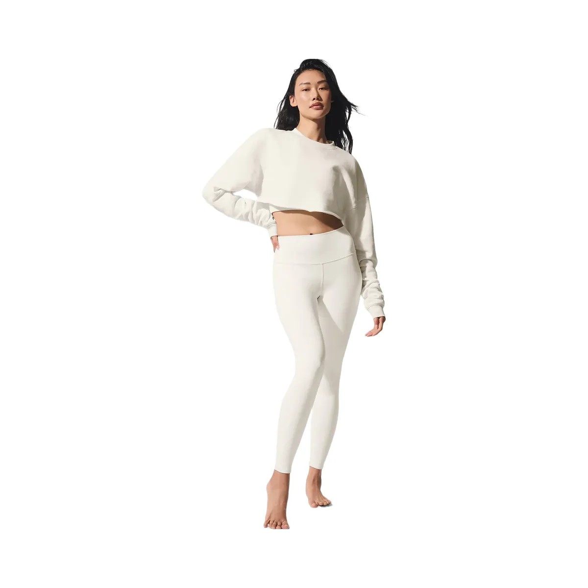 Alo Women's Extreme Cropped Pullover - Ivory - HypeFly India View 1