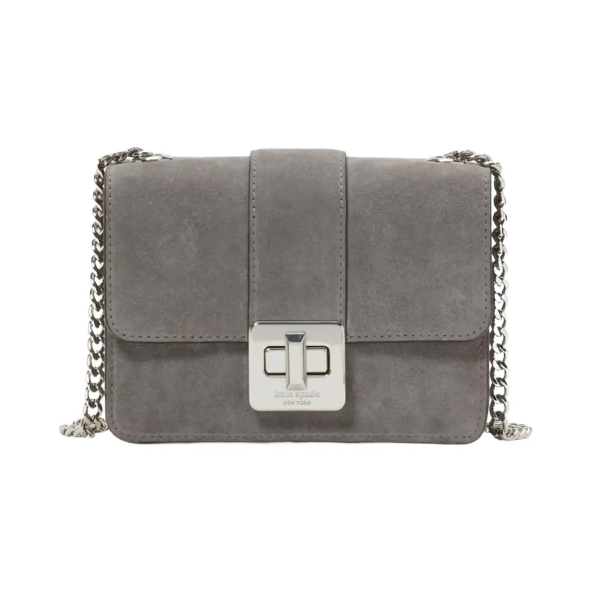 Kate Spade Phoebe Suede Turnlock Mini Flap Crossbody Hare Grey - HypeFly India View 1
