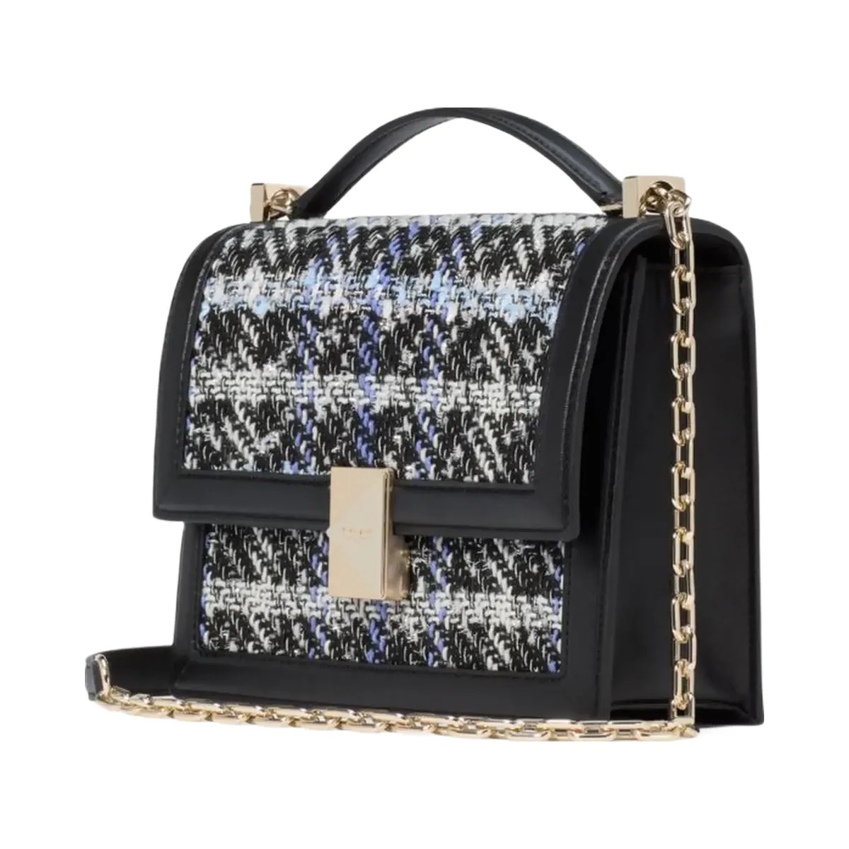 Kate Spade Deco Plaid Tweed Chain Shoulder Bag Black Multi - HypeFly India View 1