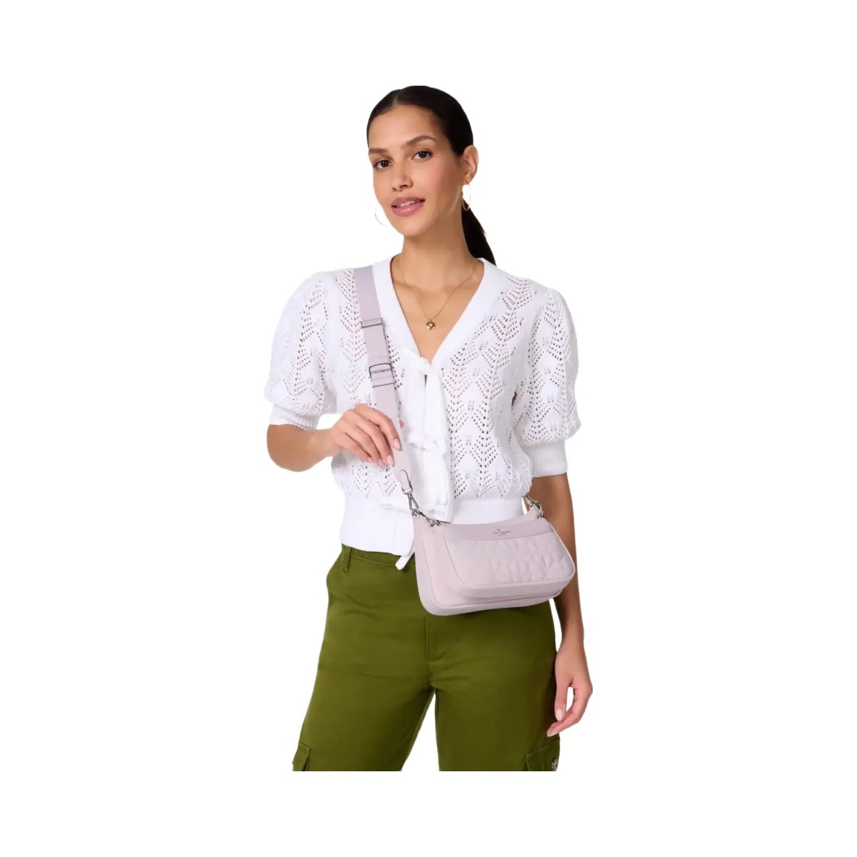 Kate Spade Duet Quilted Fabric Small Crossbody Pale Amethyst - HypeFly India View 4