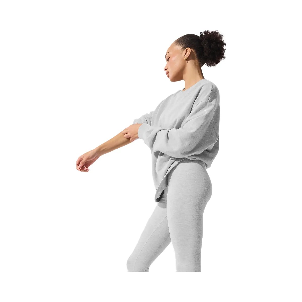 Alo Women's Chill Crew Neck Pullover - Athletic Heather Grey - HypeFly India View 3