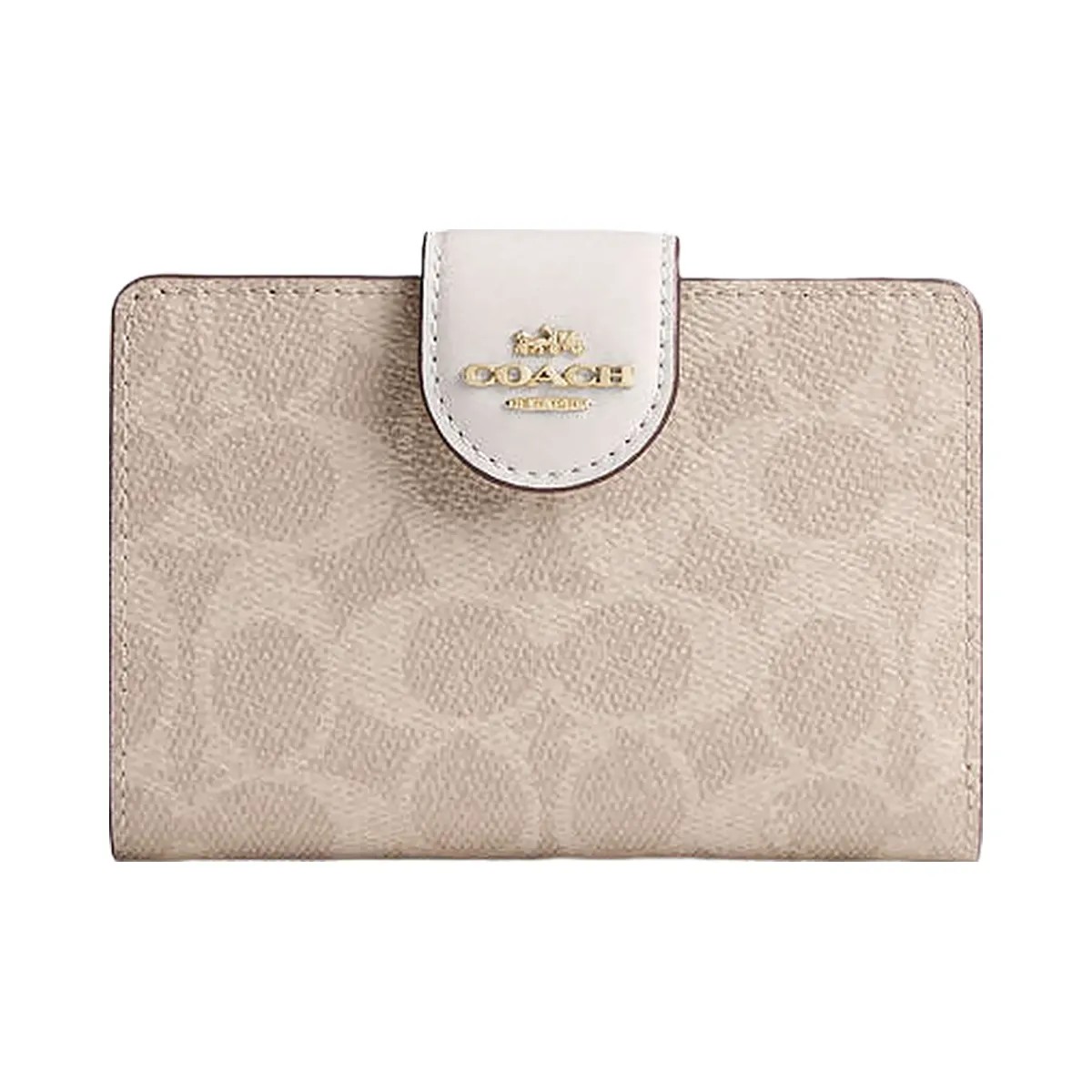 Coach Medium Corner Zip Wallet In Signature Canvas Signature Canvas-Gold-Sand-Chalk - HypeFly India View 1