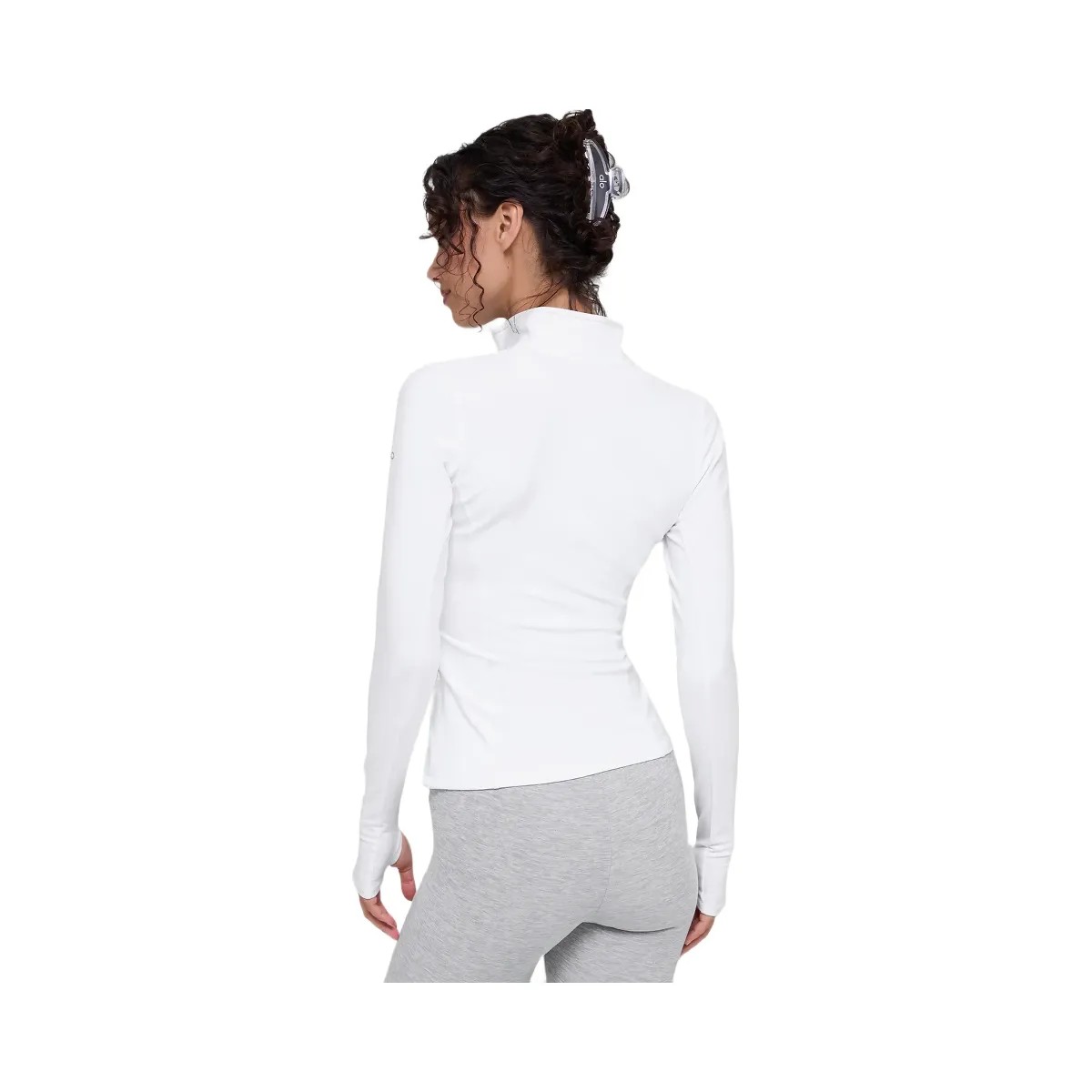 Alo Women's Alosoft 1/2 Zip Rapid Pullover - White - HypeFly India View 3