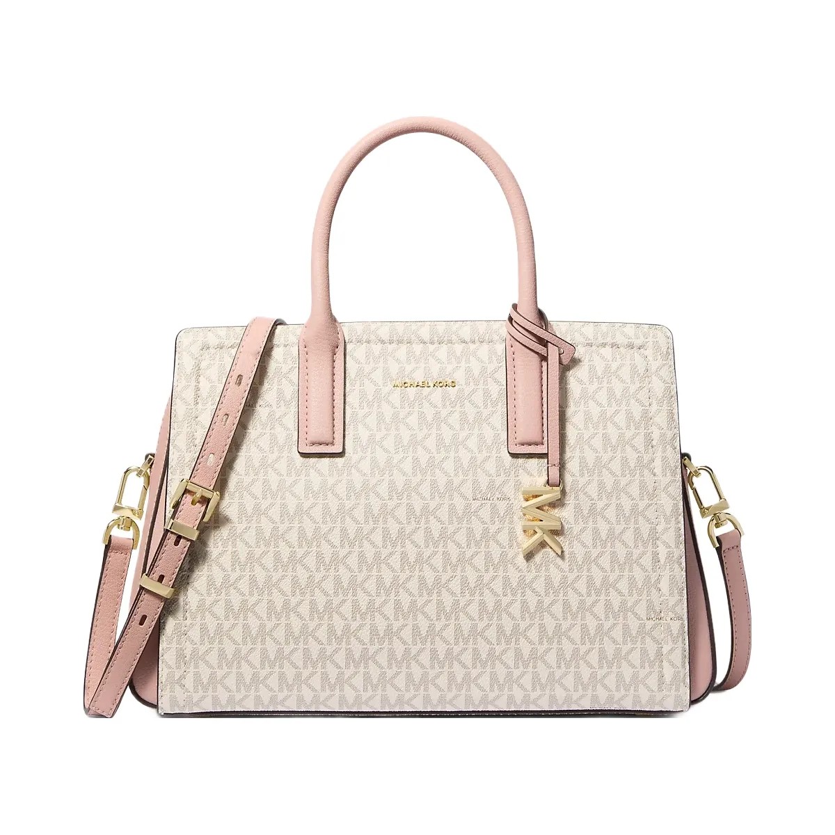 Michael Kors Laila Medium Signature Logo Satchel Vanilla-Soft Pink - HypeFly India View 1
