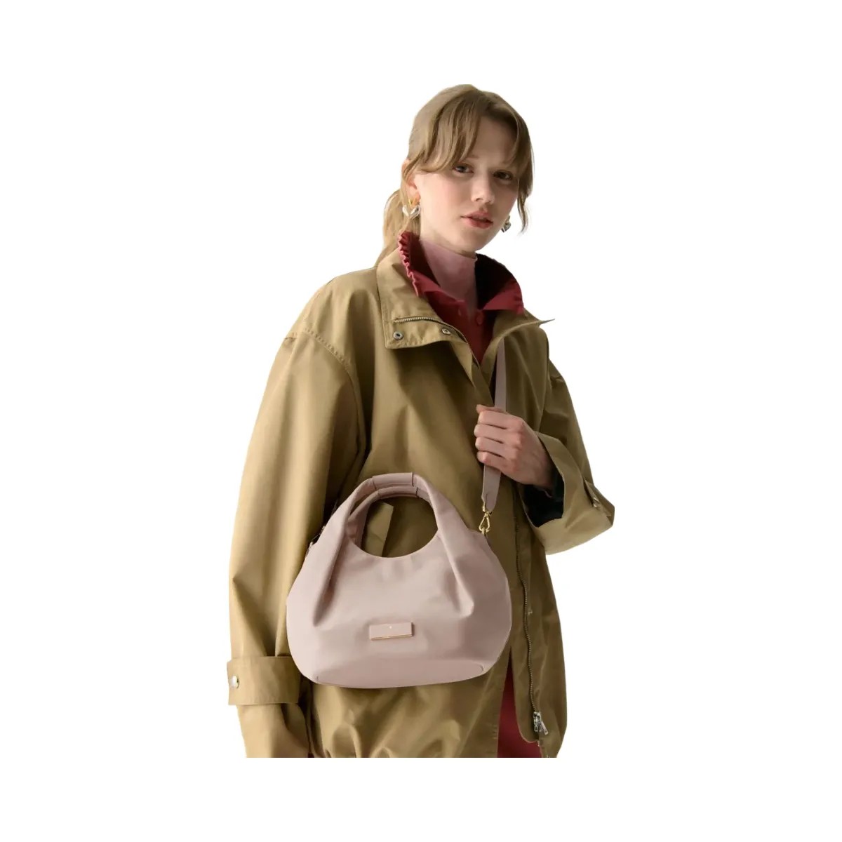 Kate Spade Carter Nylon Small Pleated Crossbody Cozy Grey - HypeFly India View 2