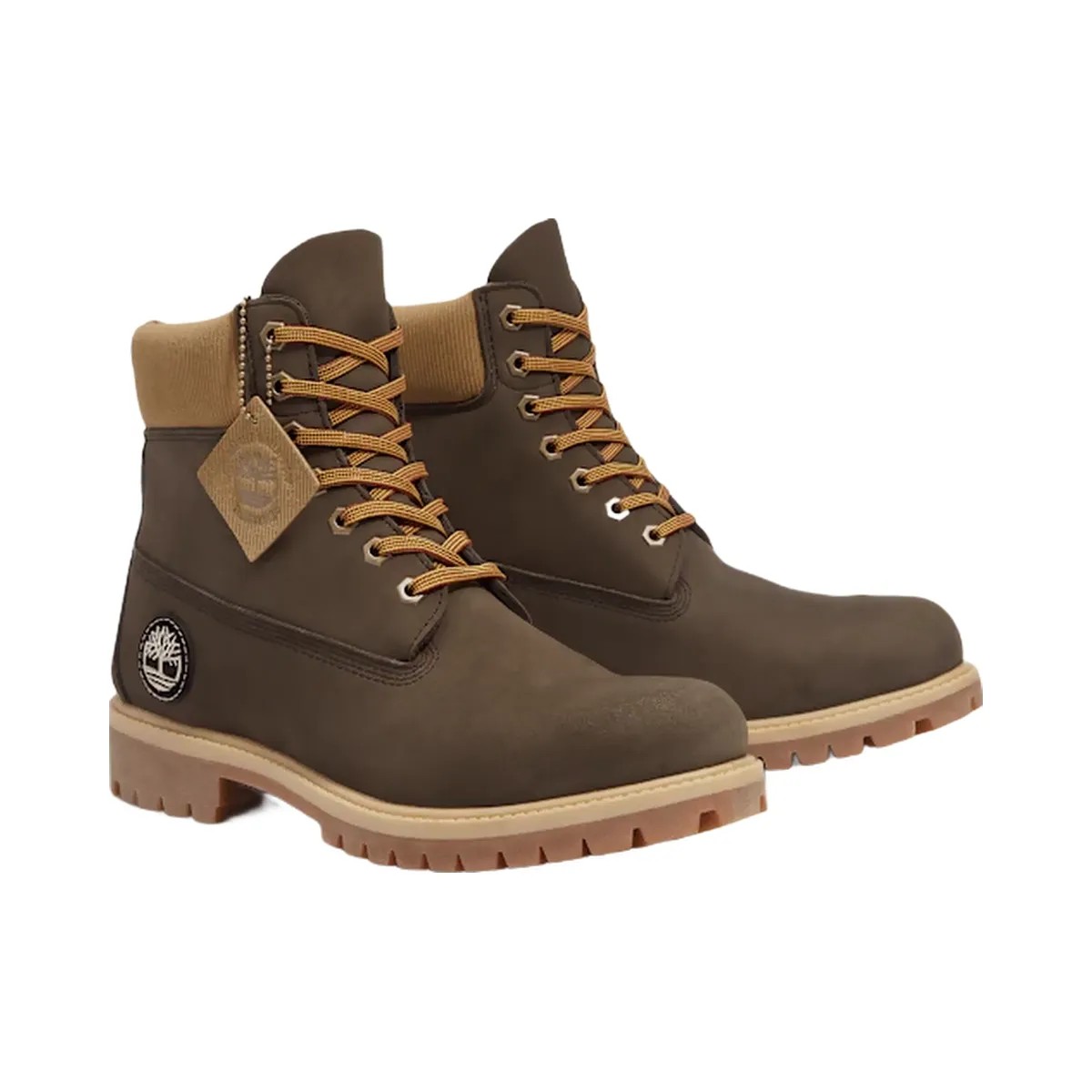 Timberland Premium 6-Inch Waterproof Boot Dark Brown Nubuck/Olive Men'S - HypeFly India View 1