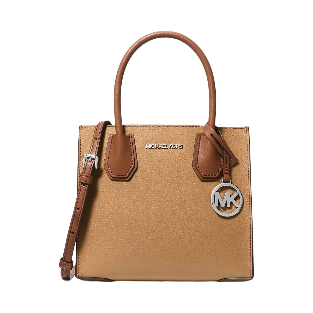 Michael Kors Mercer Medium Pebbled Leather Crossbody Bag Peanut Multi - HypeFly India View 1