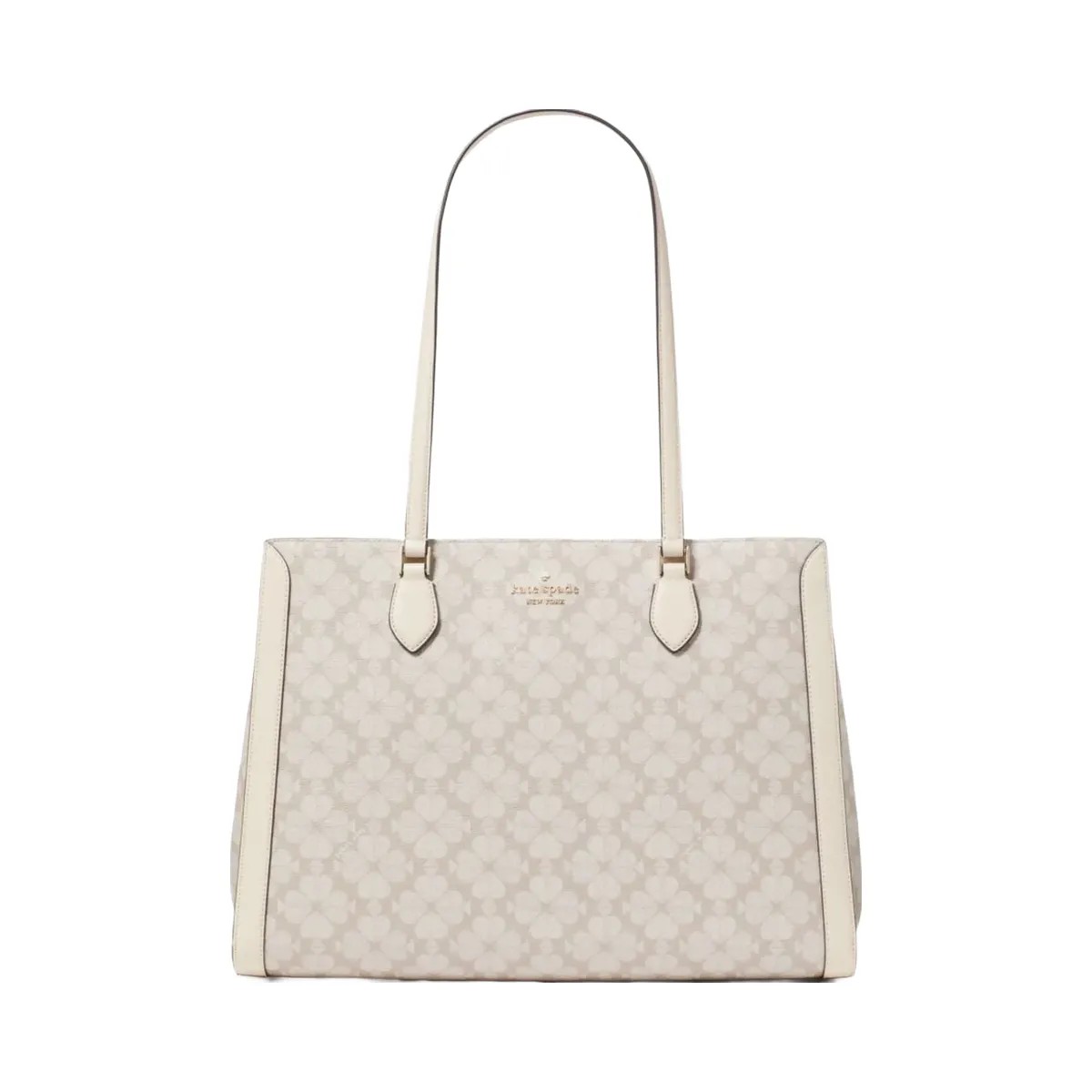Kate Spade Signature Spade Flower East West Large Laptop Tote Dark Beige Multi - HypeFly India View 1