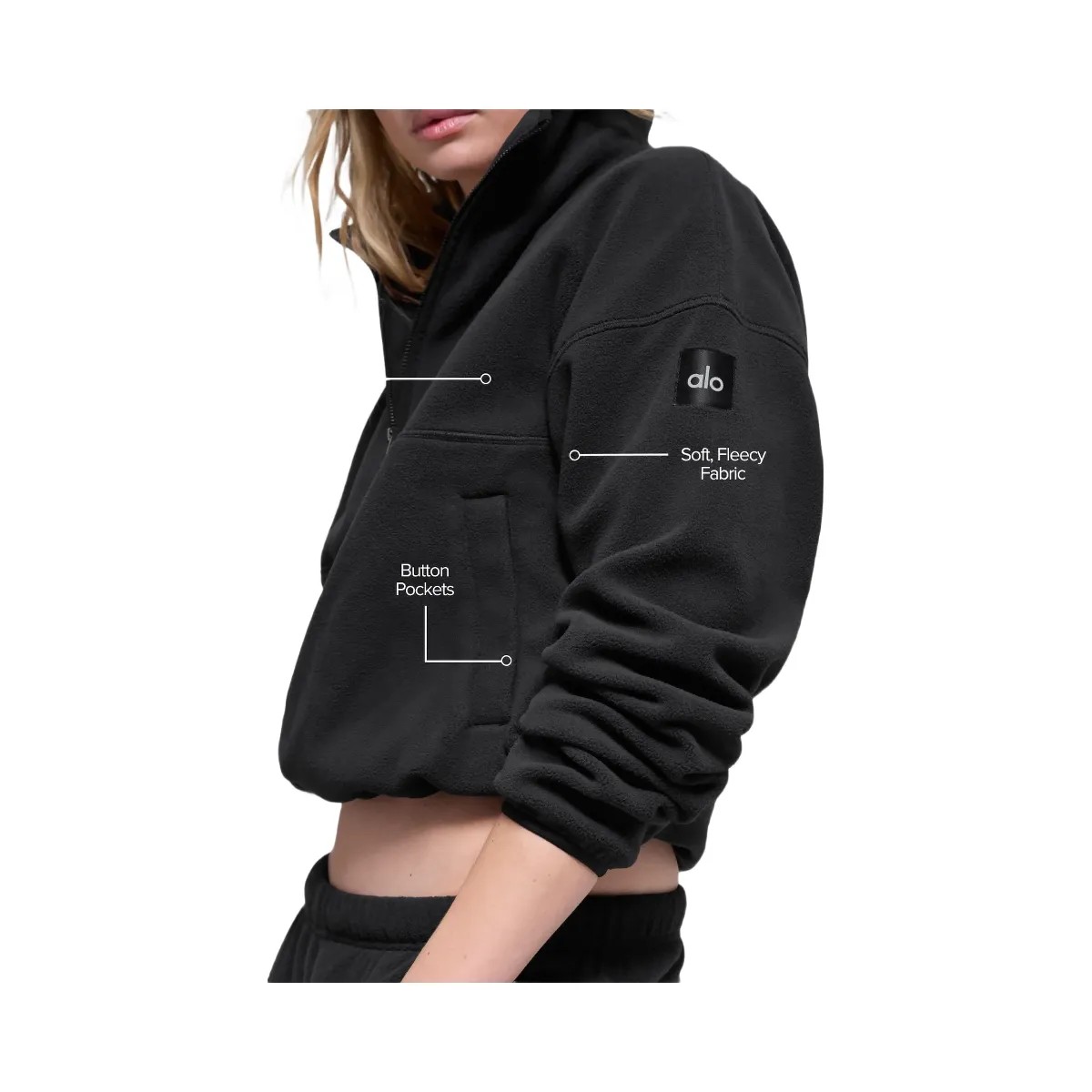 Alo Women's Polar Fleece Retreat Cover Up - Black - HypeFly India View 2
