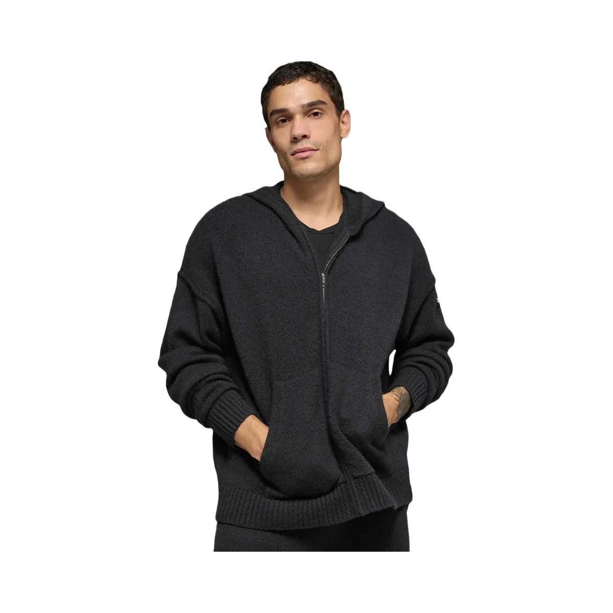 Alo Men's Wool Cashmere New Class Full Zip Hoodie - Black - HypeFly India View 1