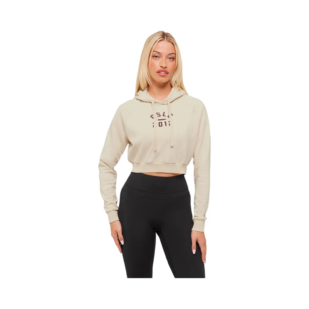 Gymshark Lifting Club 2012 Graphic Cropped Hoodie - Stone Beige/Wash - HypeFly India View 6