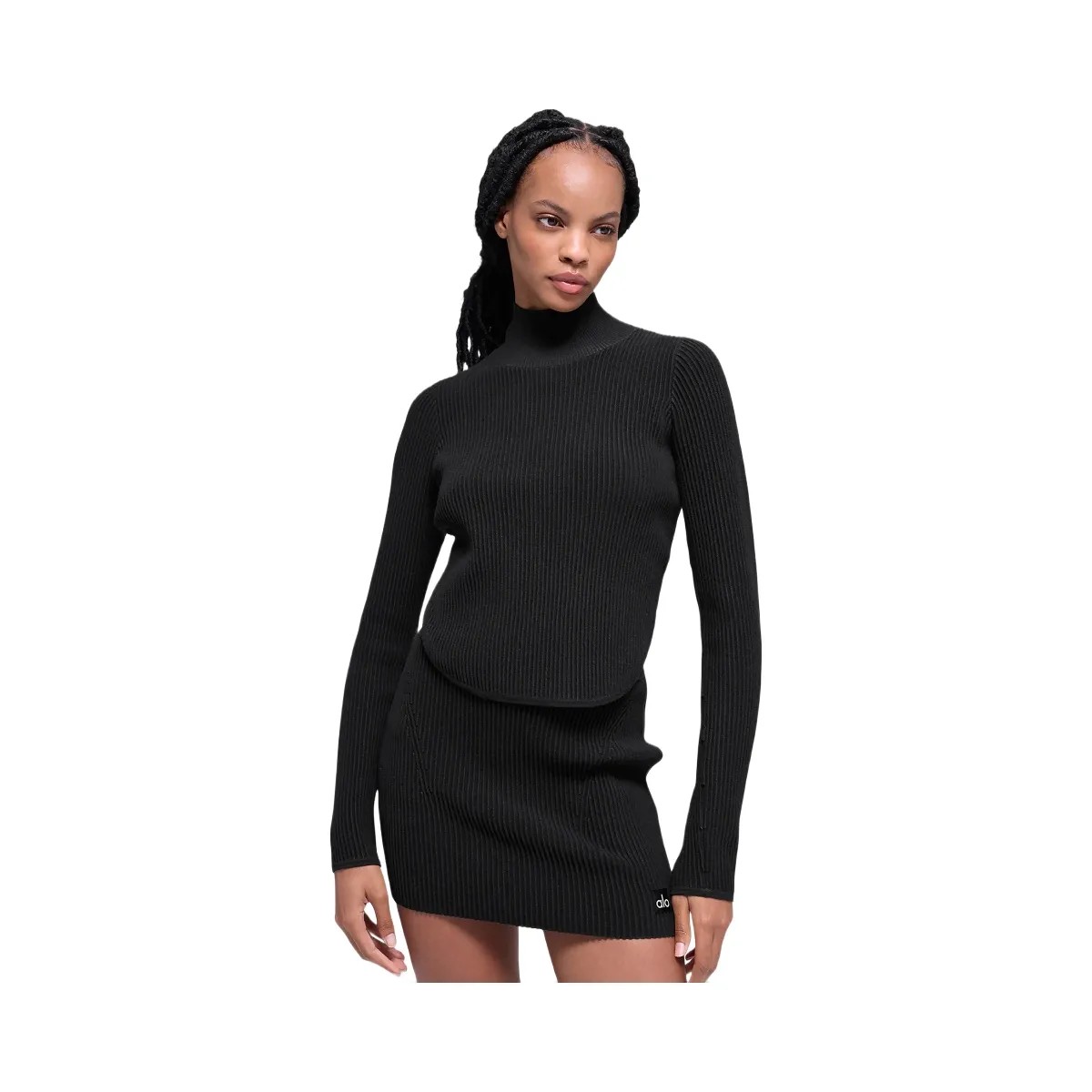 Alo Women's Denim Knit Backless Long Sleeve - Black/Anthracite - HypeFly India View 1