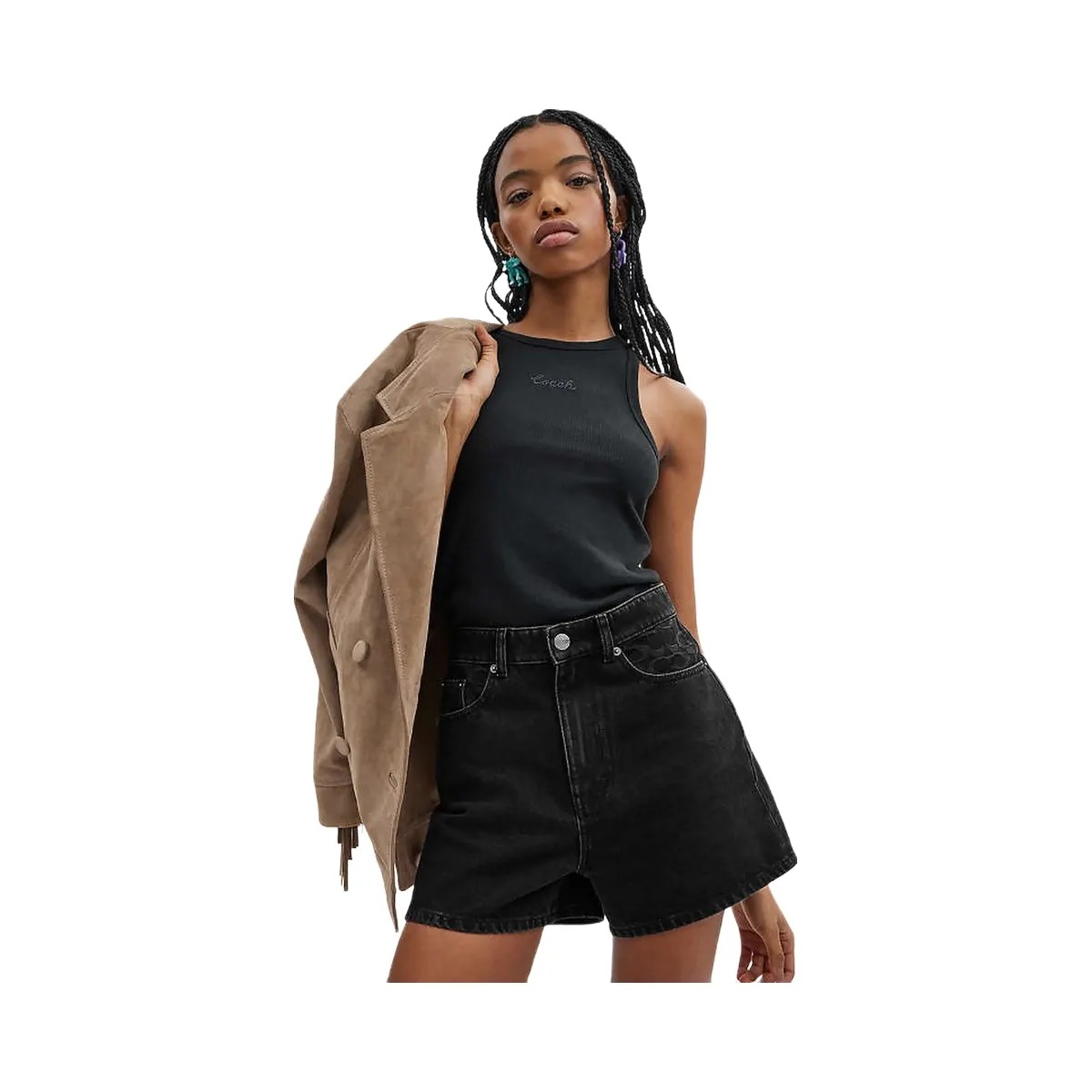 Coach Denim Shorts In Organic Cotton Black - HypeFly India View 3