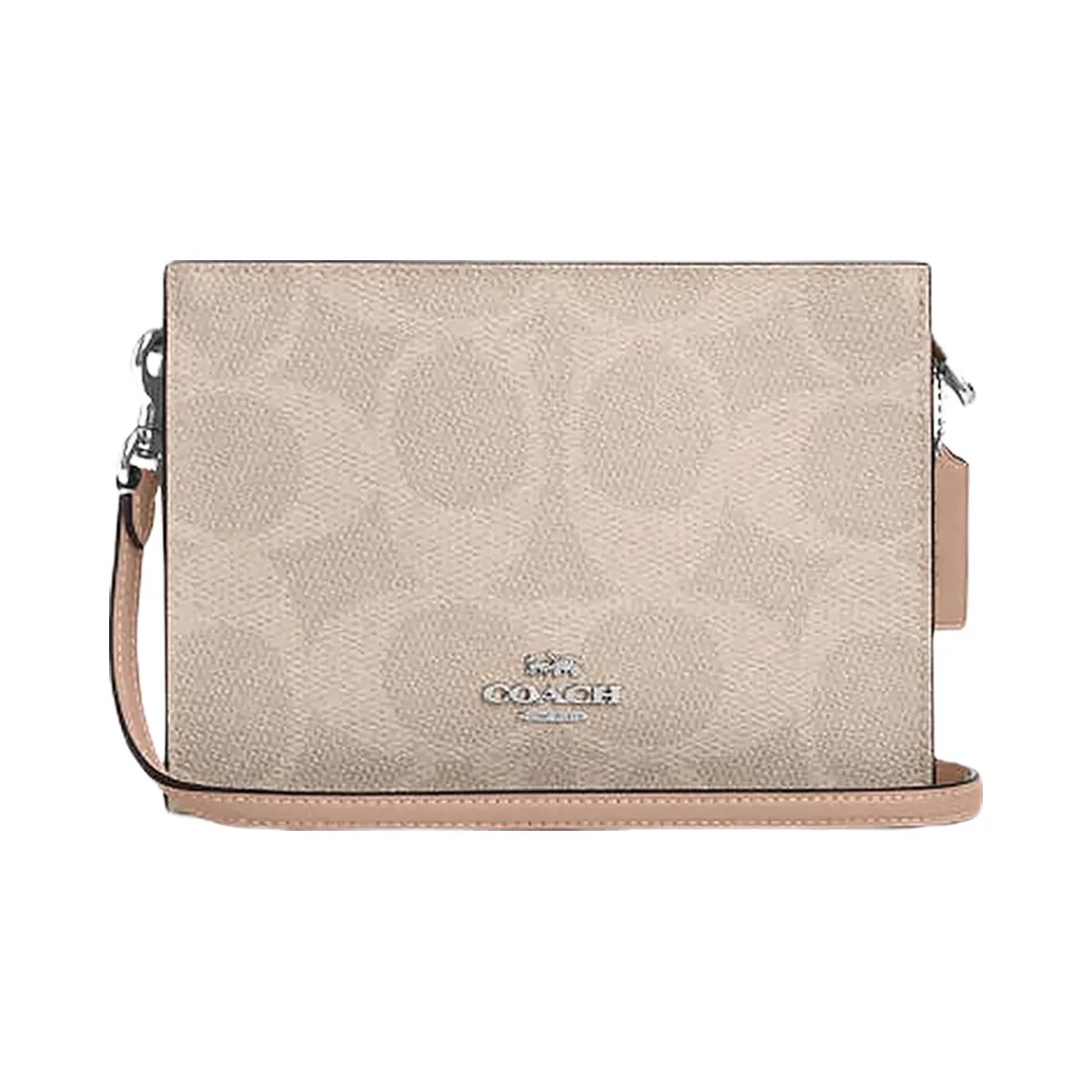 Coach Slim Crossbody Bag In Signature Canvas Signature Canvas-Silver-Sand-Taupe - HypeFly India View 1