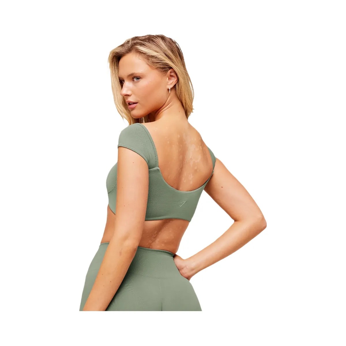 Gymshark Soft Sculpt Cap Sleeve Bralette - Unit Green - HypeFly India View 2