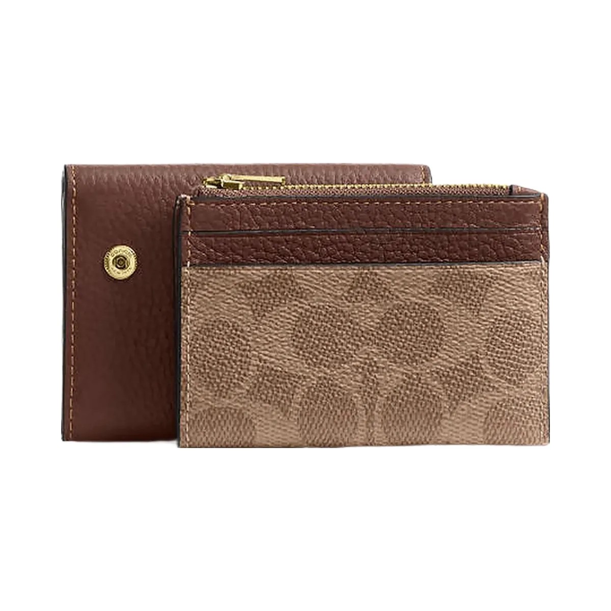 Coach Card Holder Wallet In Signature Canvas Signature Canvas-Gold-Tan-Brown - HypeFly India View 1