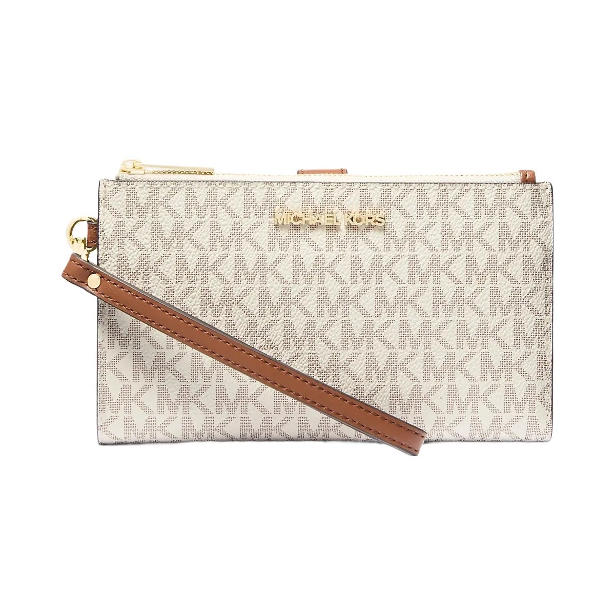 Michael Kors Jet Set Travel Signature Logo Smartphone Wallet Vanilla - HypeFly India View 1