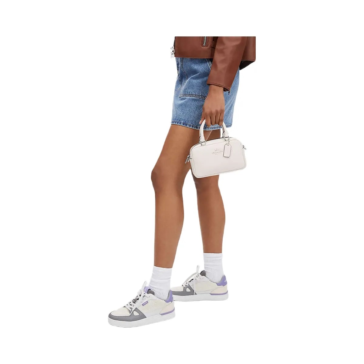 Coach Satchel Crossbody Smooth Leather-Silver-Chalk - HypeFly India View 3