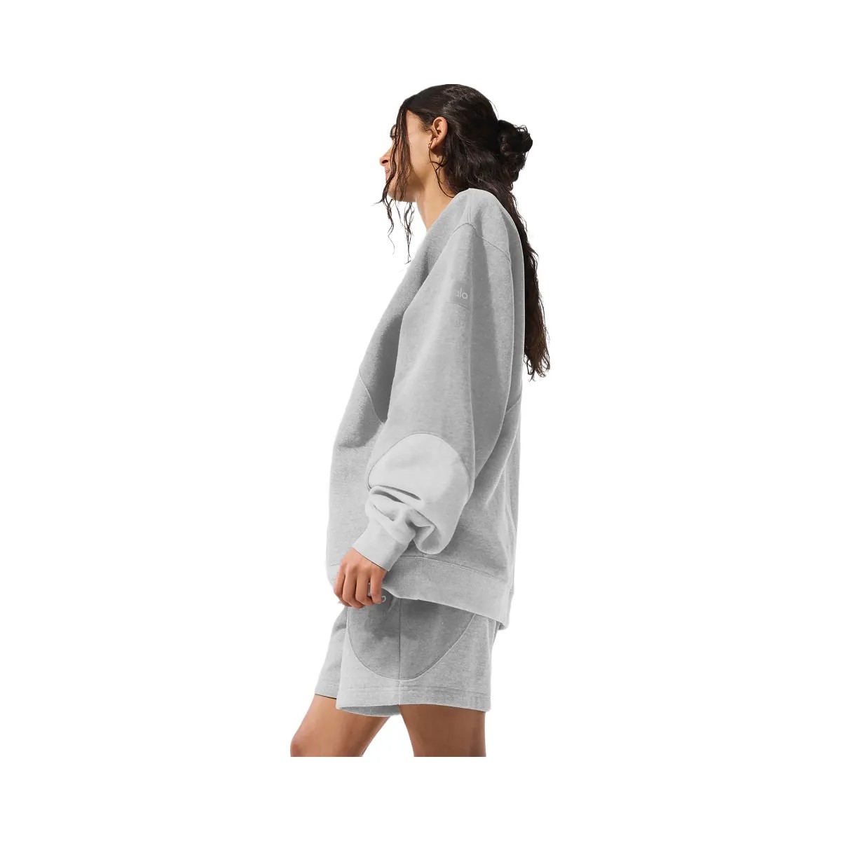 Alo Women's Make Waves Crew Neck Pullover - Athletic Heather Grey Tonal - HypeFly India View 2