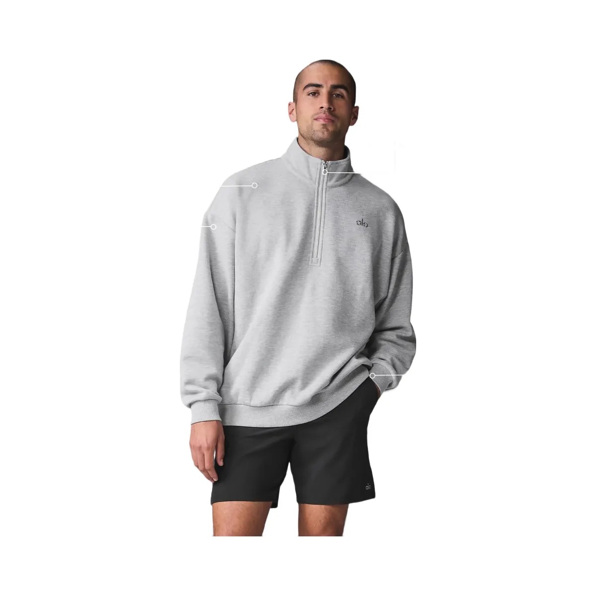 Alo Accolade 1/4 Zip Pullover - Athletic Heather Grey - HypeFly India View 1