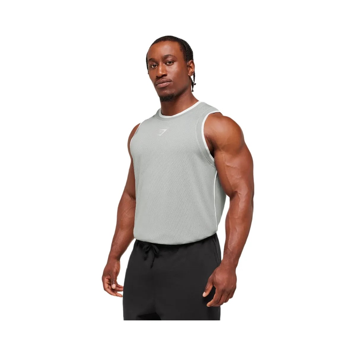 Gymshark Graphic Basketball Mesh Tank - Silver Grey - HypeFly India View 2
