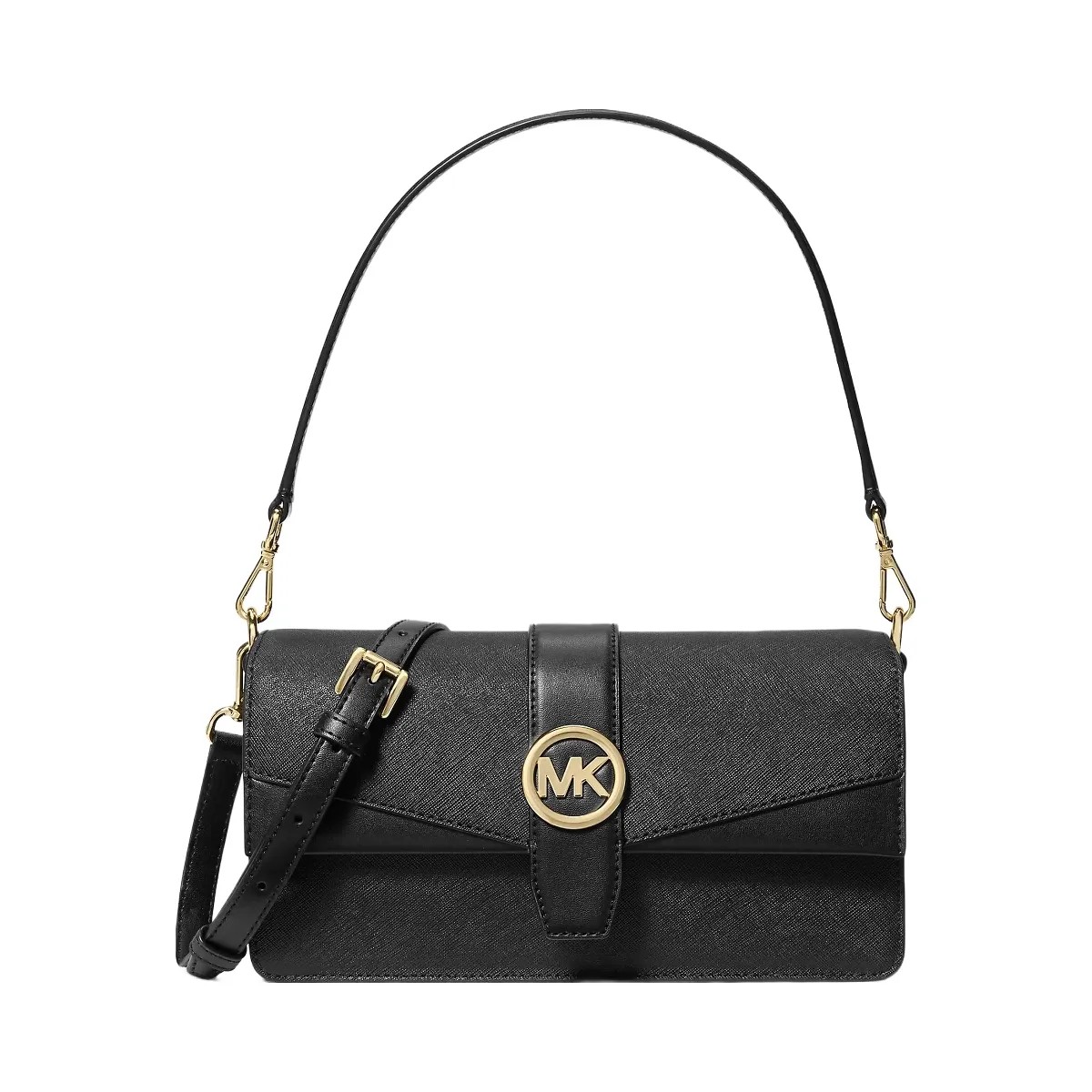 Michael Kors Greenwich Medium Saffiano Leather Shoulder Bag Black - HypeFly India View 1