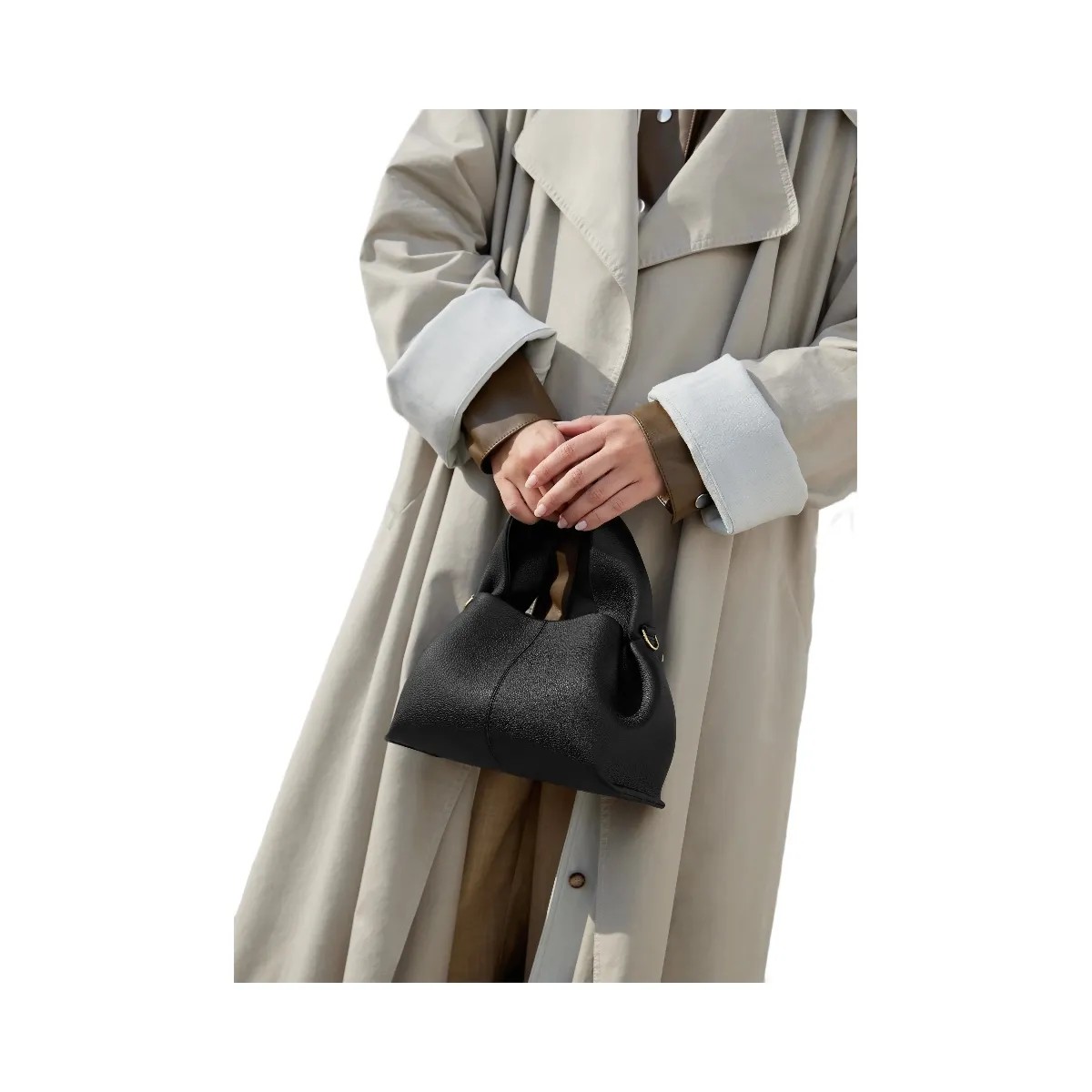 Polene Numero Neuf Mini Textured Black - HypeFly India View 6