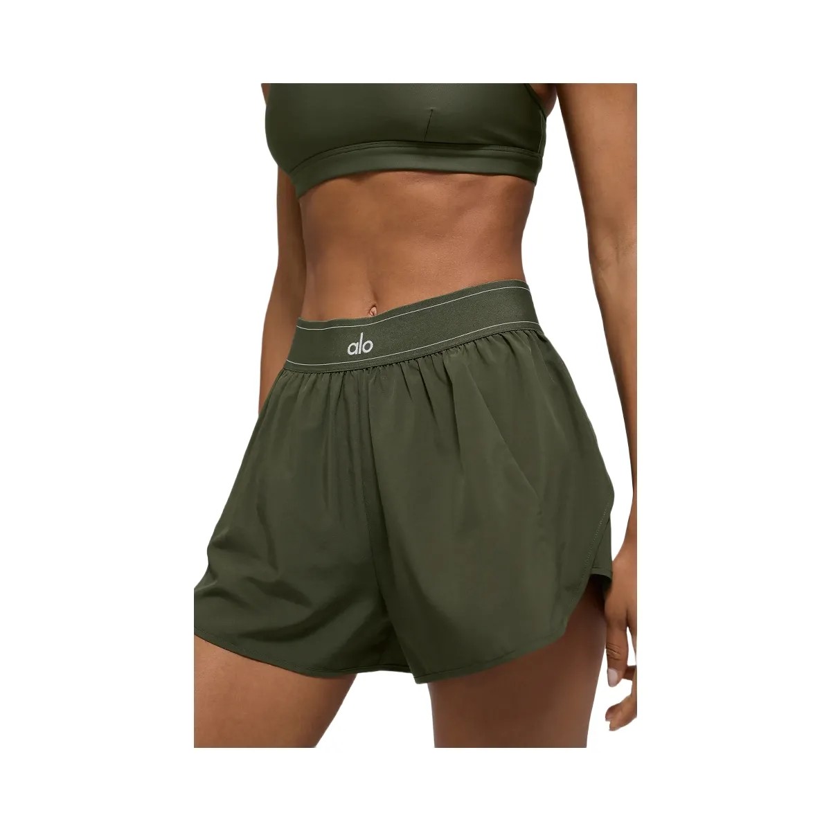 Alo Women's Match Point Short - Green Olive - HypeFly India View 1