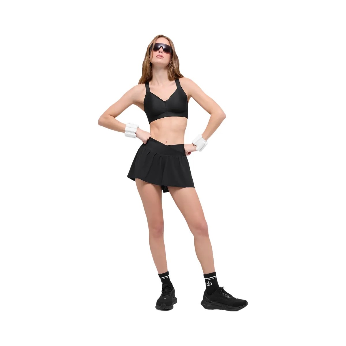 Alo Women's V-Cute Running Short - Black - HypeFly India View 5