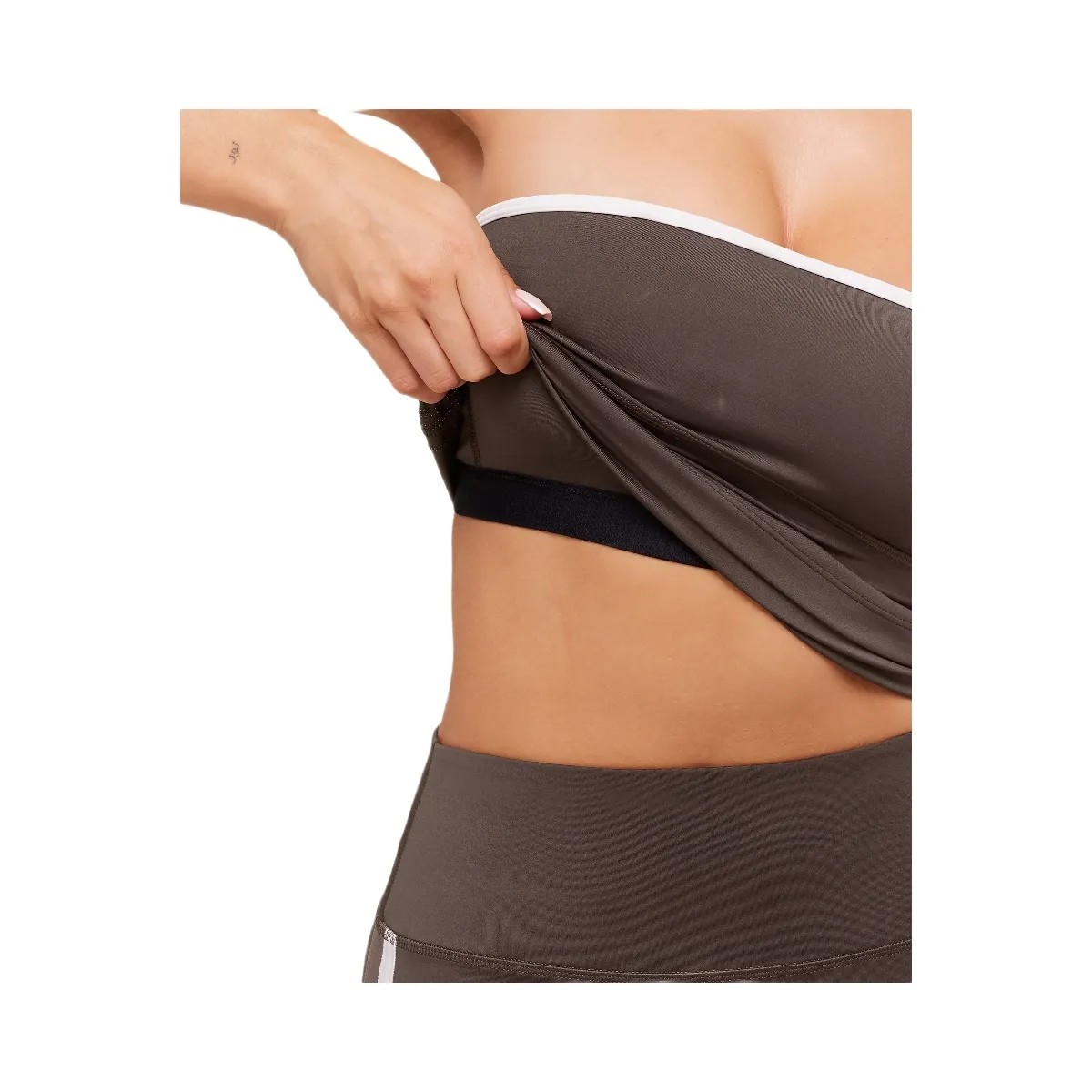 Gymshark Piping Bandeau With Shelf - Walnut Brown/Chestnut Pink/Soft White - HypeFly India View 5