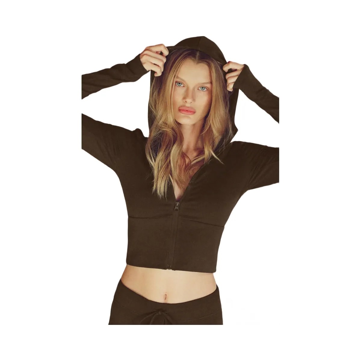 Alo Women's Sway Full Zip Hoodie - Espresso - HypeFly India View 5