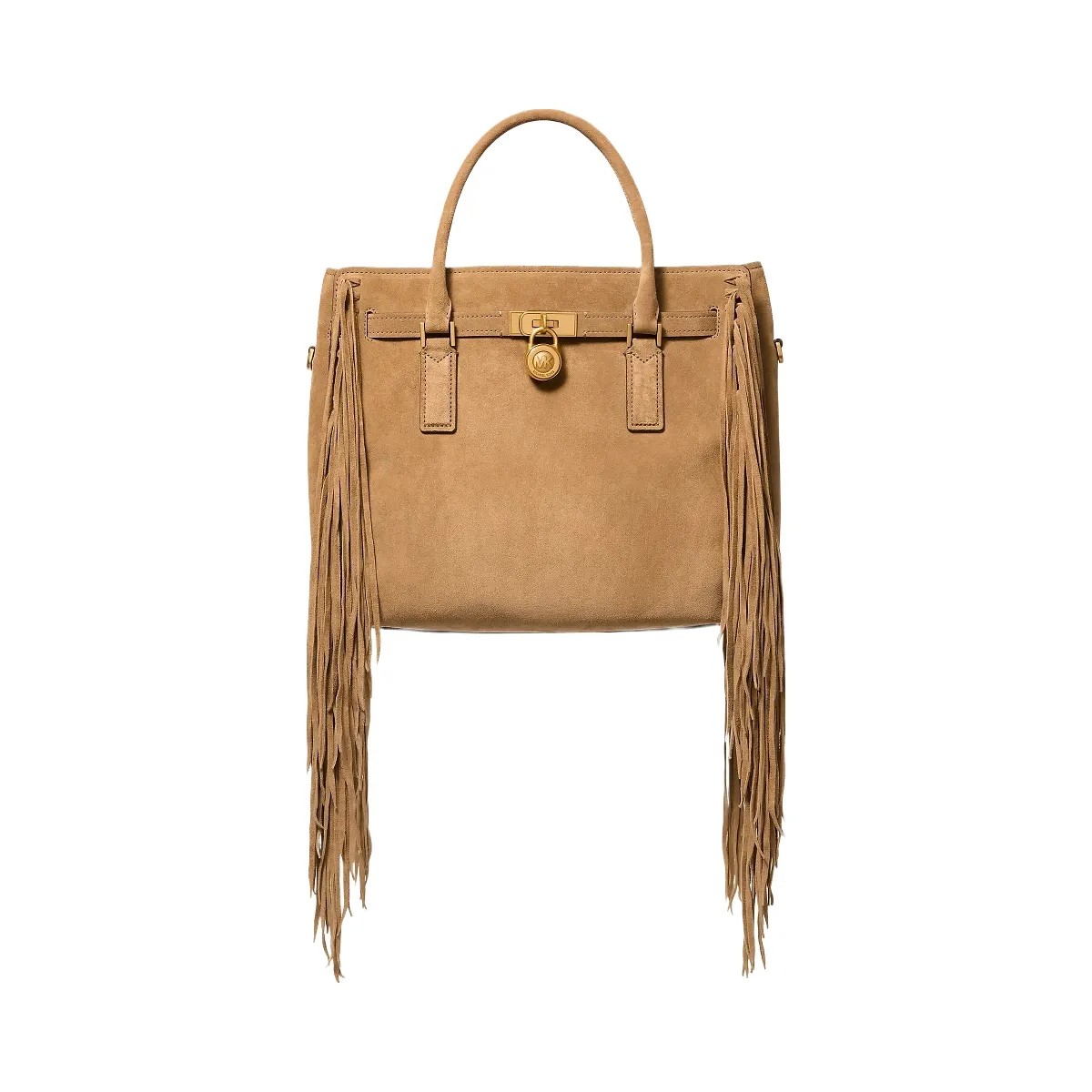 Michael Kors Hamilton Moderne Large Fringed Suede Satchel Husk - HypeFly India View 1