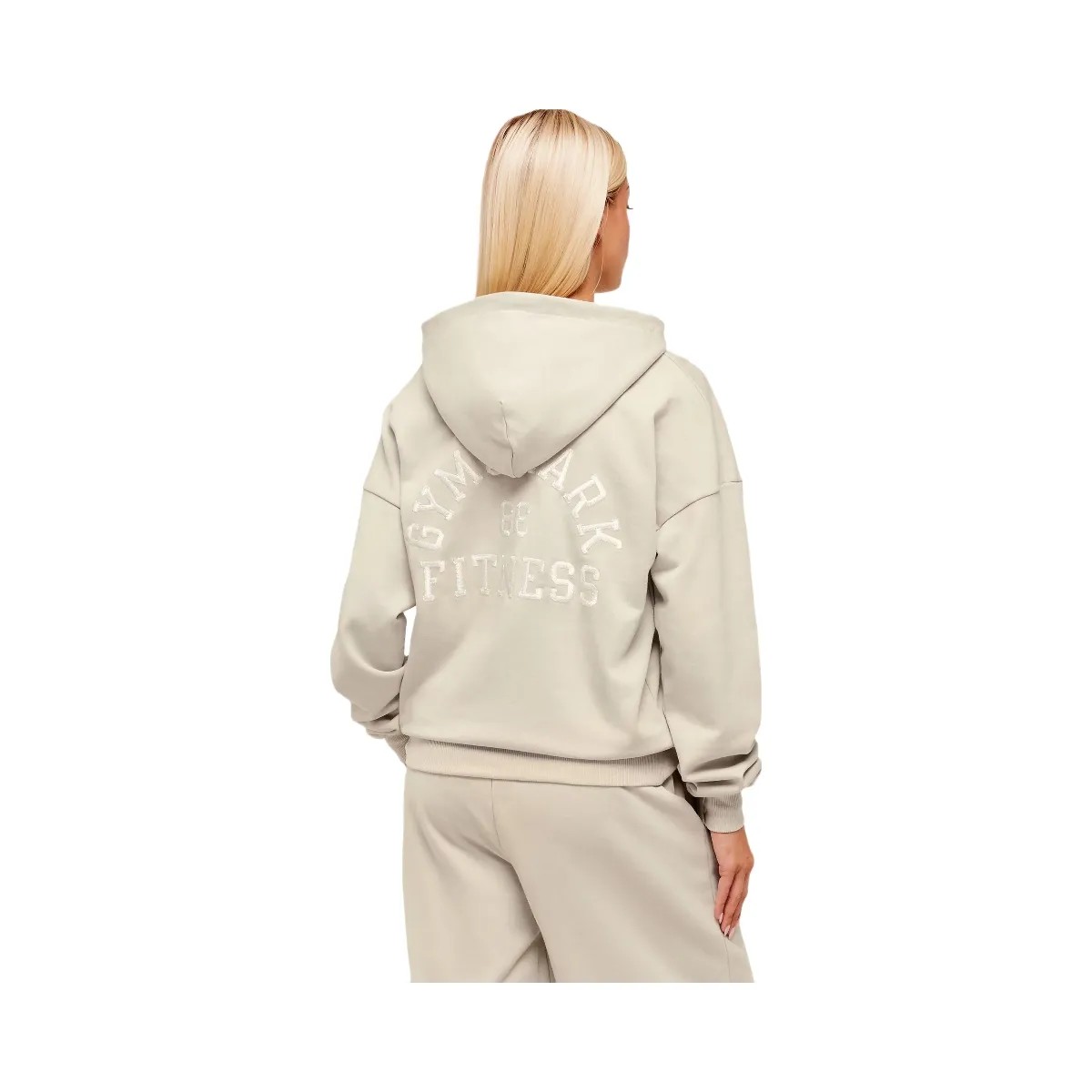 Gymshark Fitness Embroidered Graphic Zip Up Hoodie - Pebble Grey - HypeFly India View 2