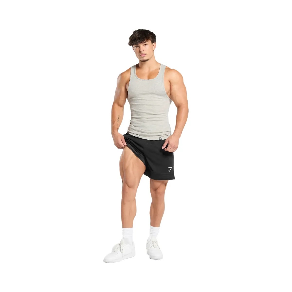 Gymshark Campus Mesh Shorts - Black/White Logo - HypeFly India View 2