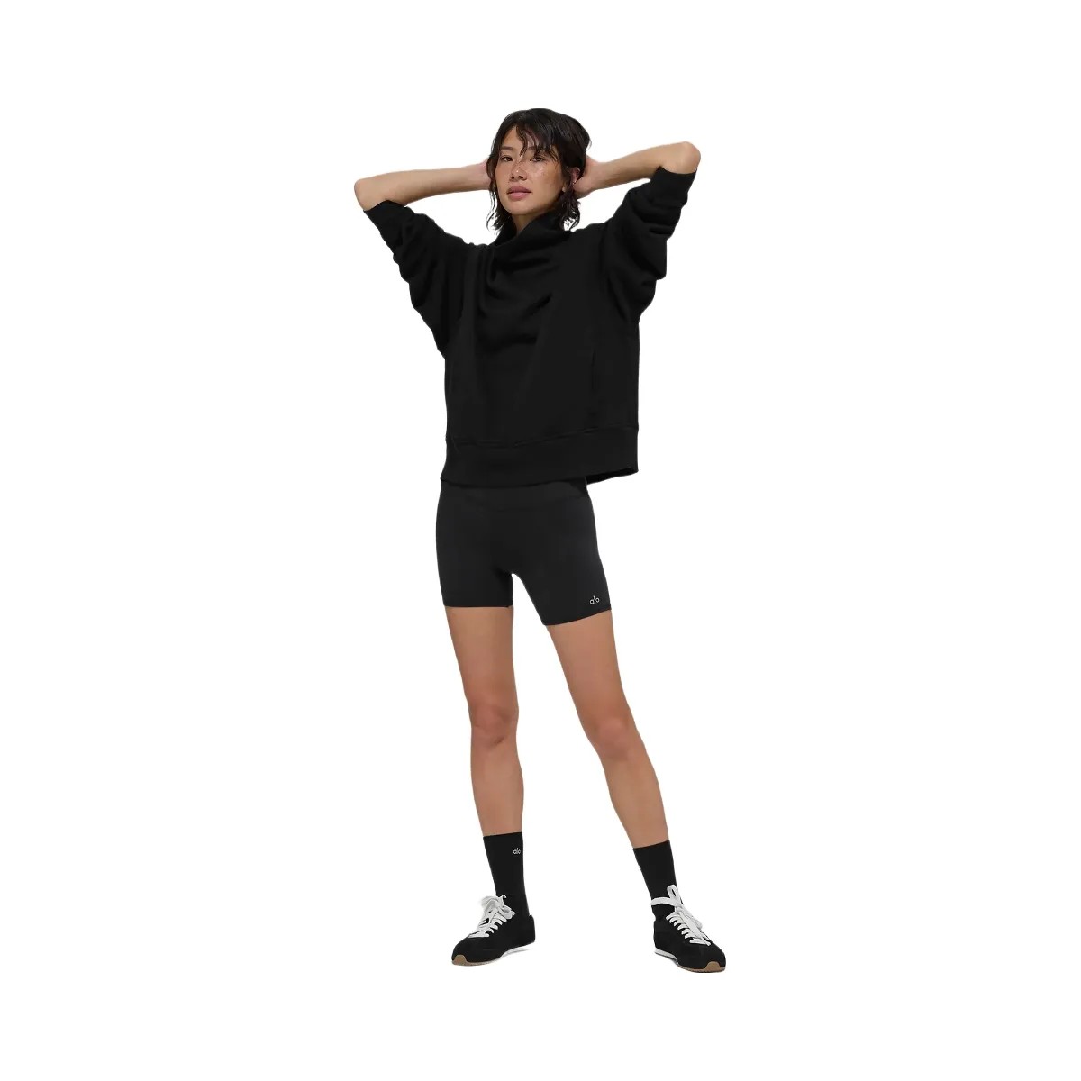 Alo Women's Hazy Mock Neck Pullover - Black - HypeFly India View 4