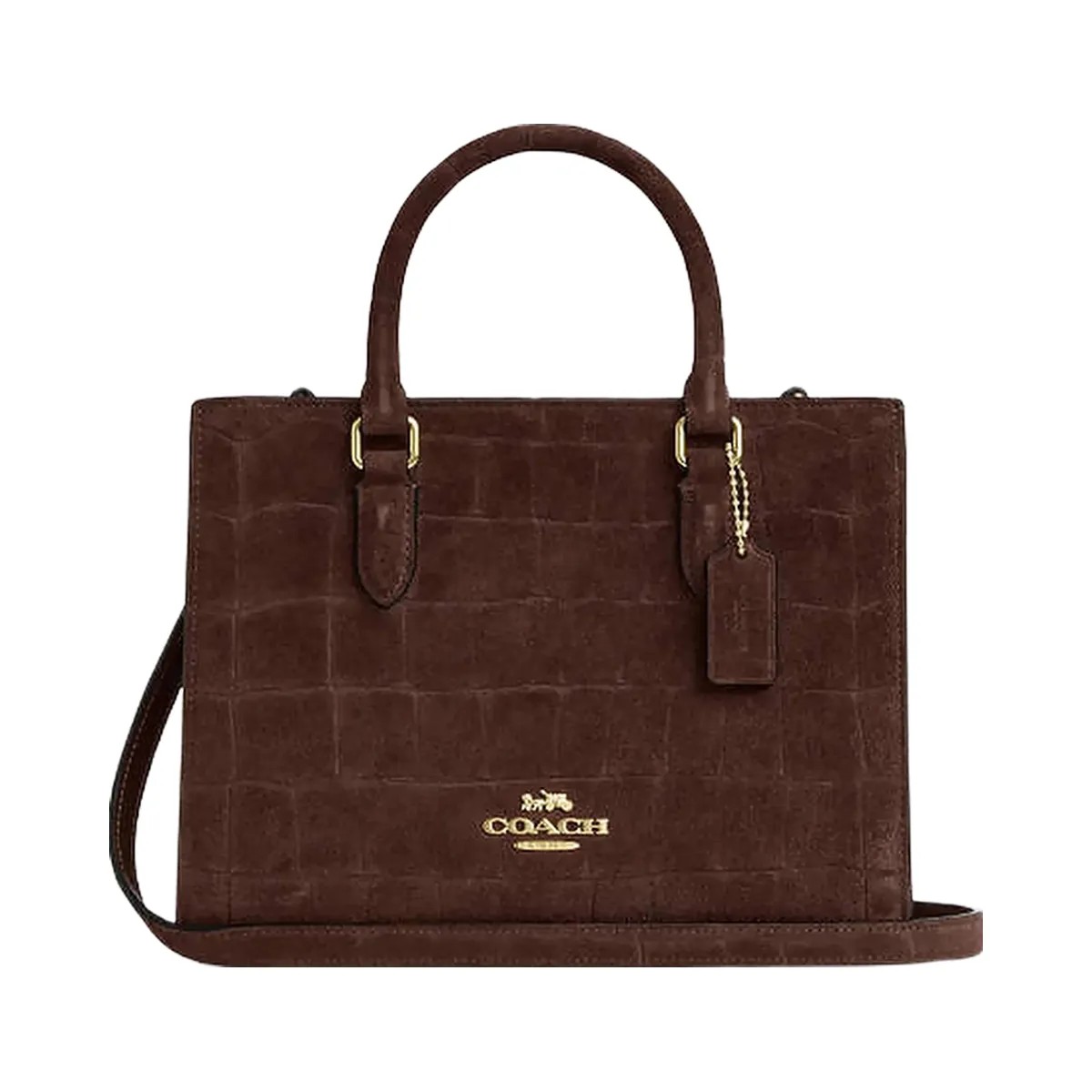 Coach Maggie Small Tote Bag Embossed Crocodile-Gold-Maple - HypeFly India View 1