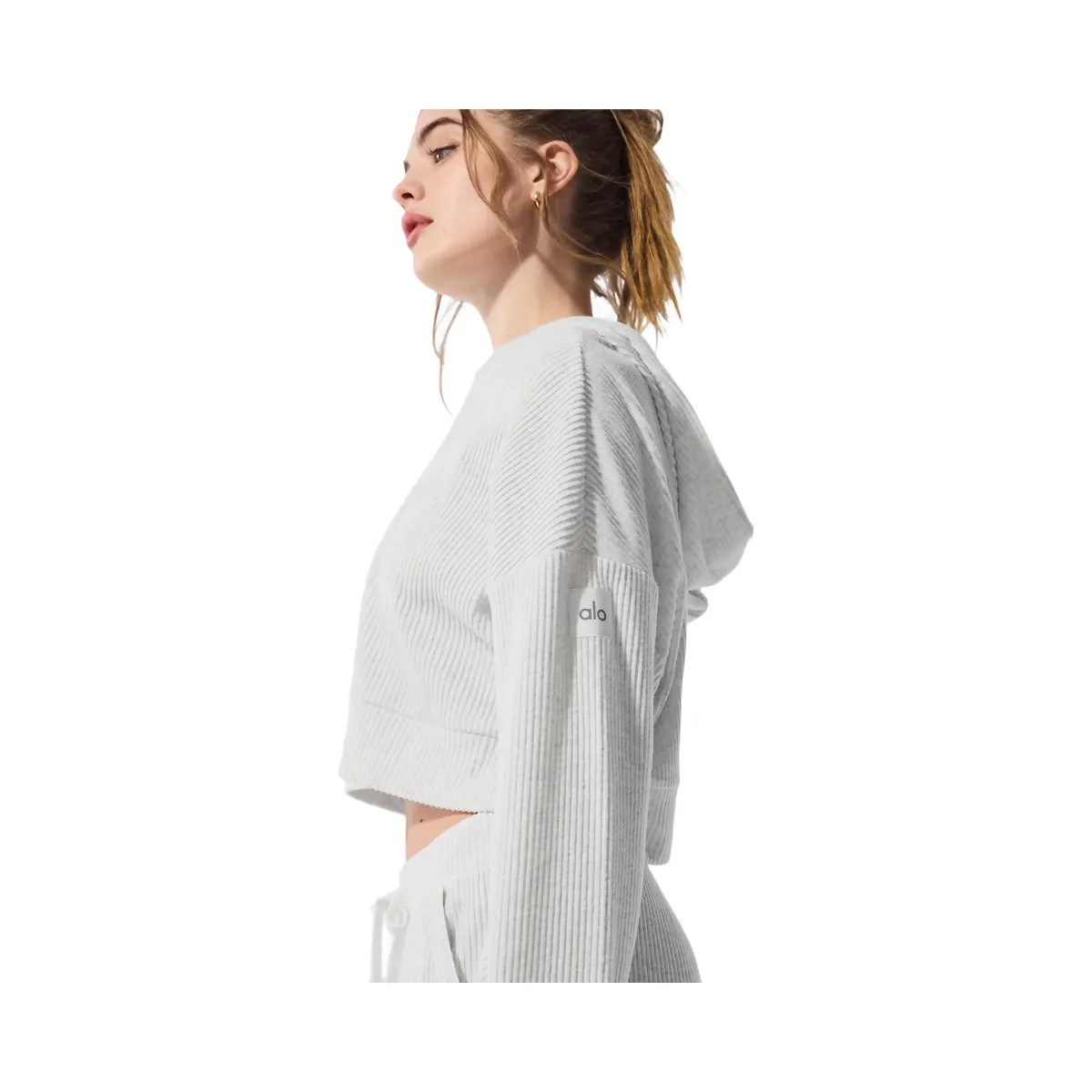 Alo Women's Muse Hoodie - White Heather - HypeFly India View 4