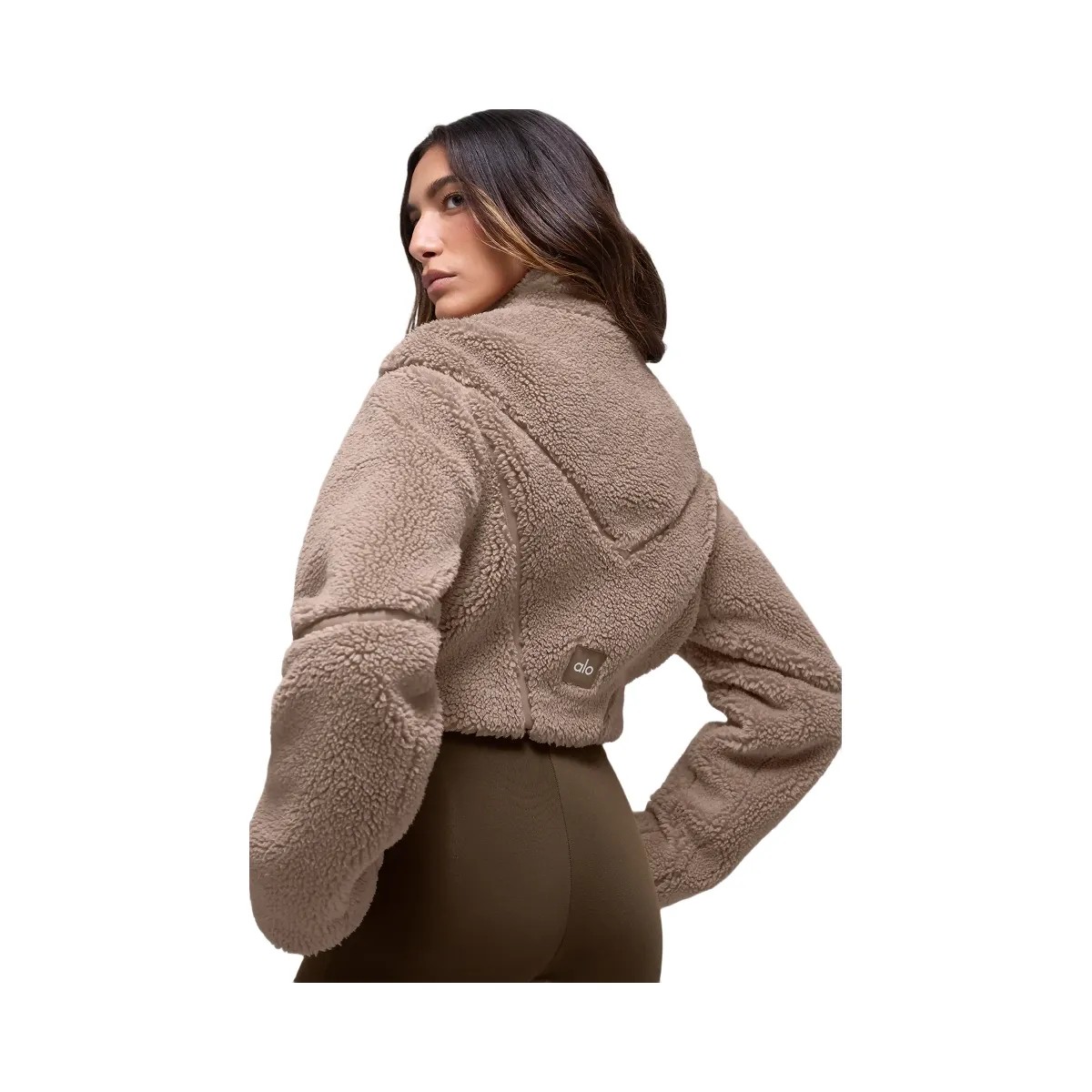 Alo Women's Sherpa Cropped Slope Side Jacket - Chai Latte - HypeFly India View 3