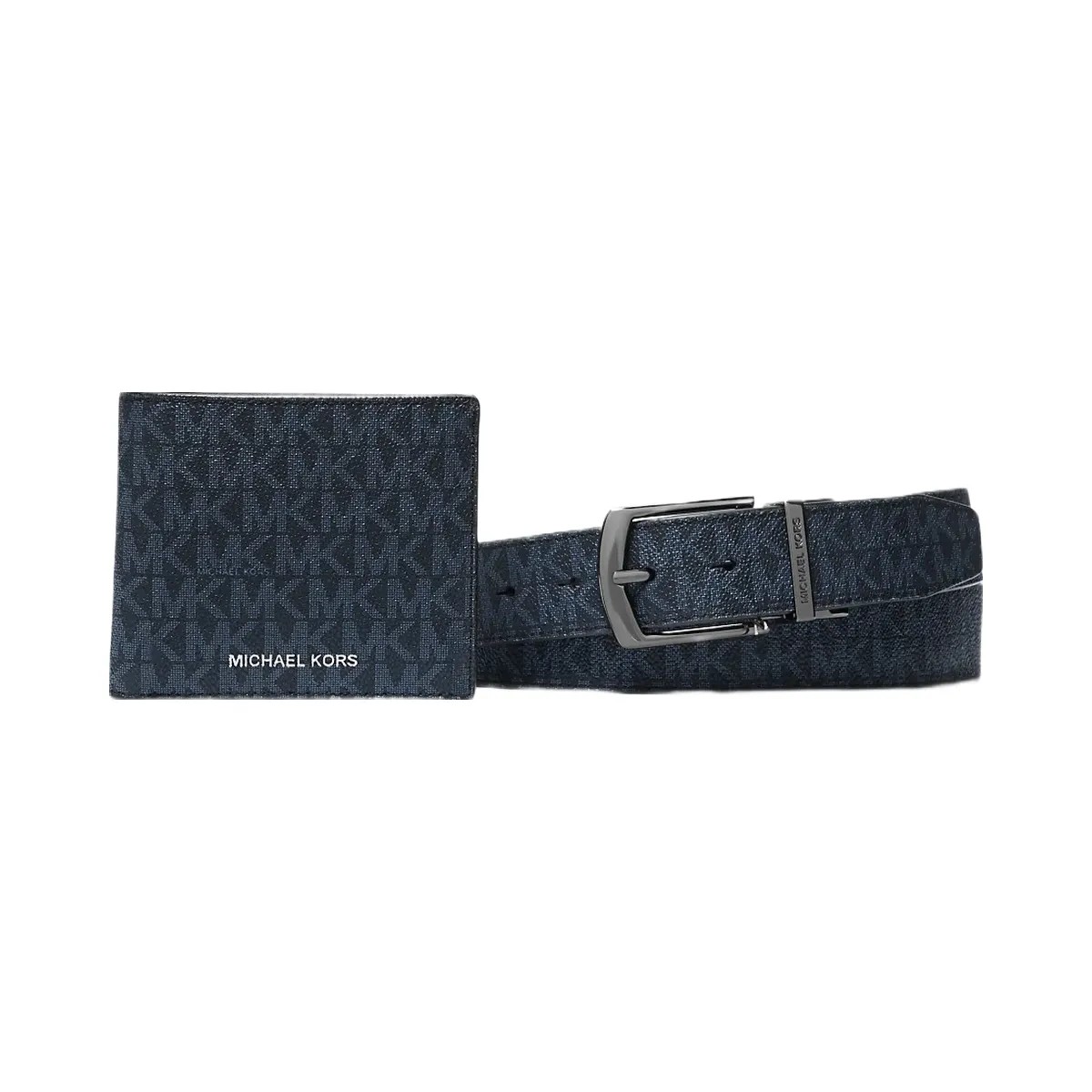 Michael Kors Signature Logo Billfold Wallet and Belt Gift Set Admrl-Plblue - HypeFly India View 1