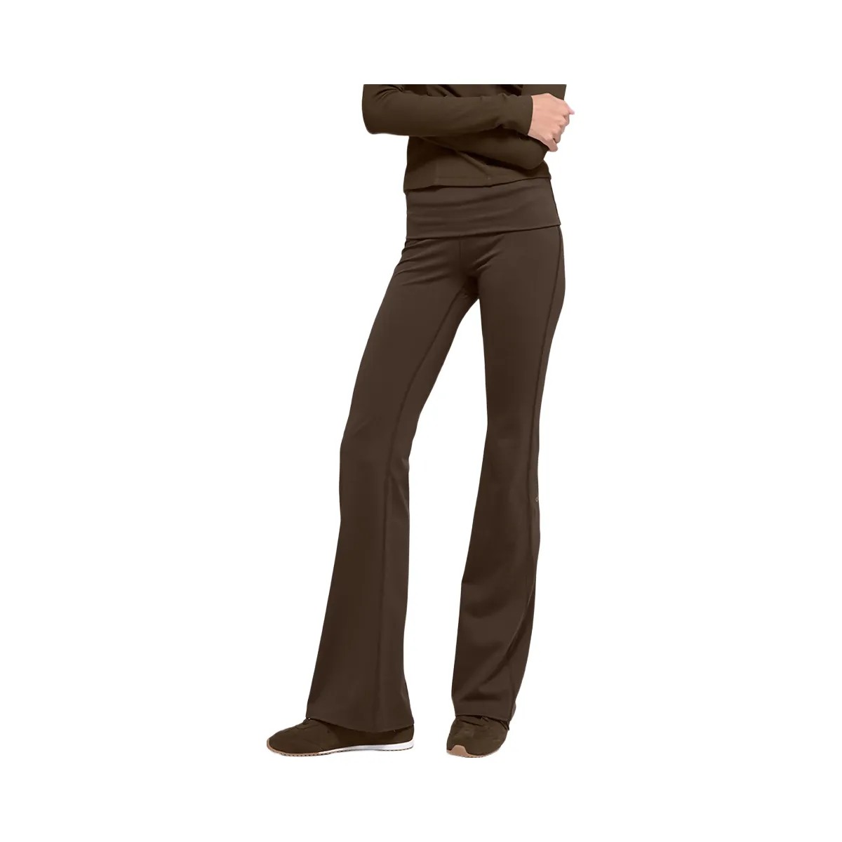 Alo Women's ALO Softsculpt Foldover Flare Legging - Espresso - HypeFly India View 1
