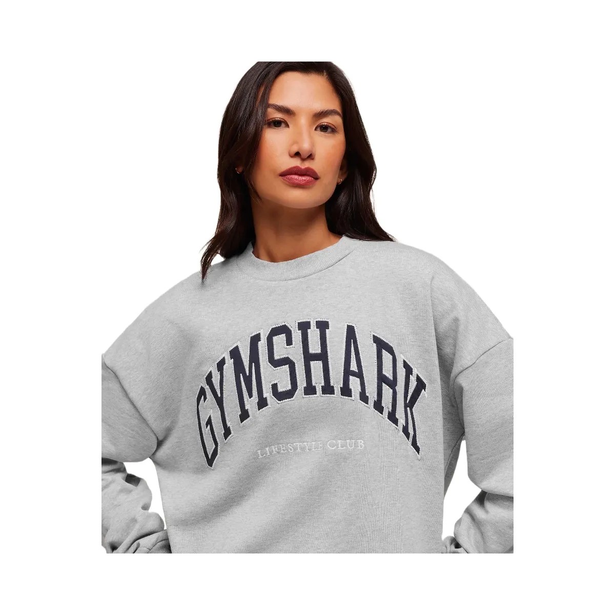 Gymshark Collegiate Graphic Crew Neck Pullover - Light Grey Core Marl - HypeFly India View 4